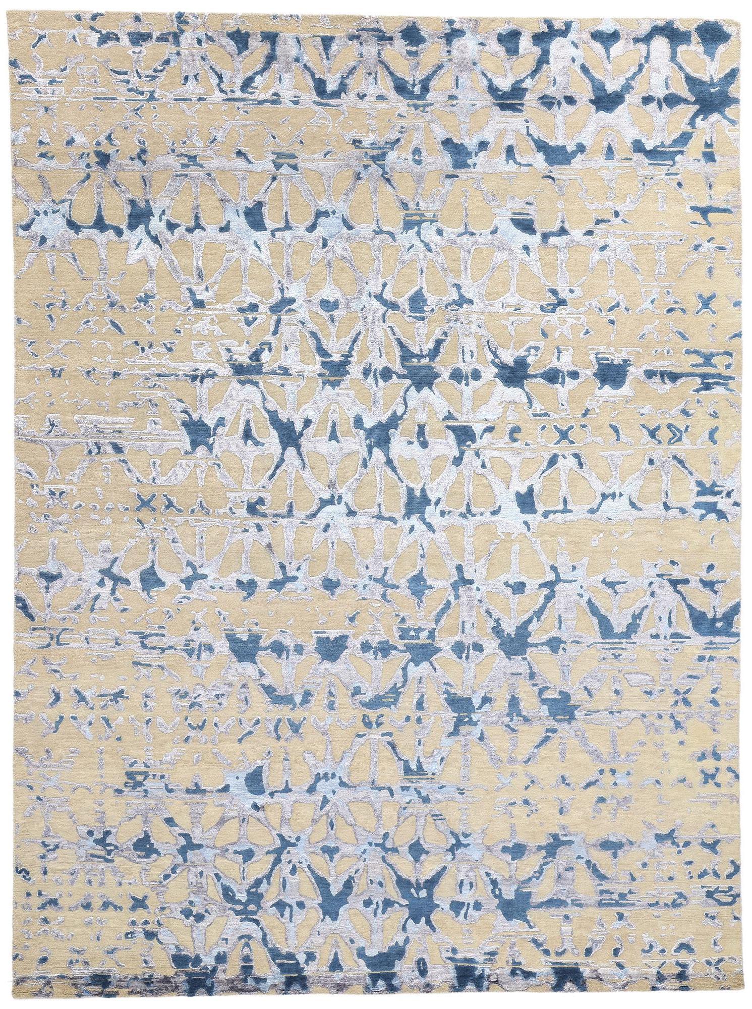 Nueva alfombra contemporánea abstracta de lana y seda