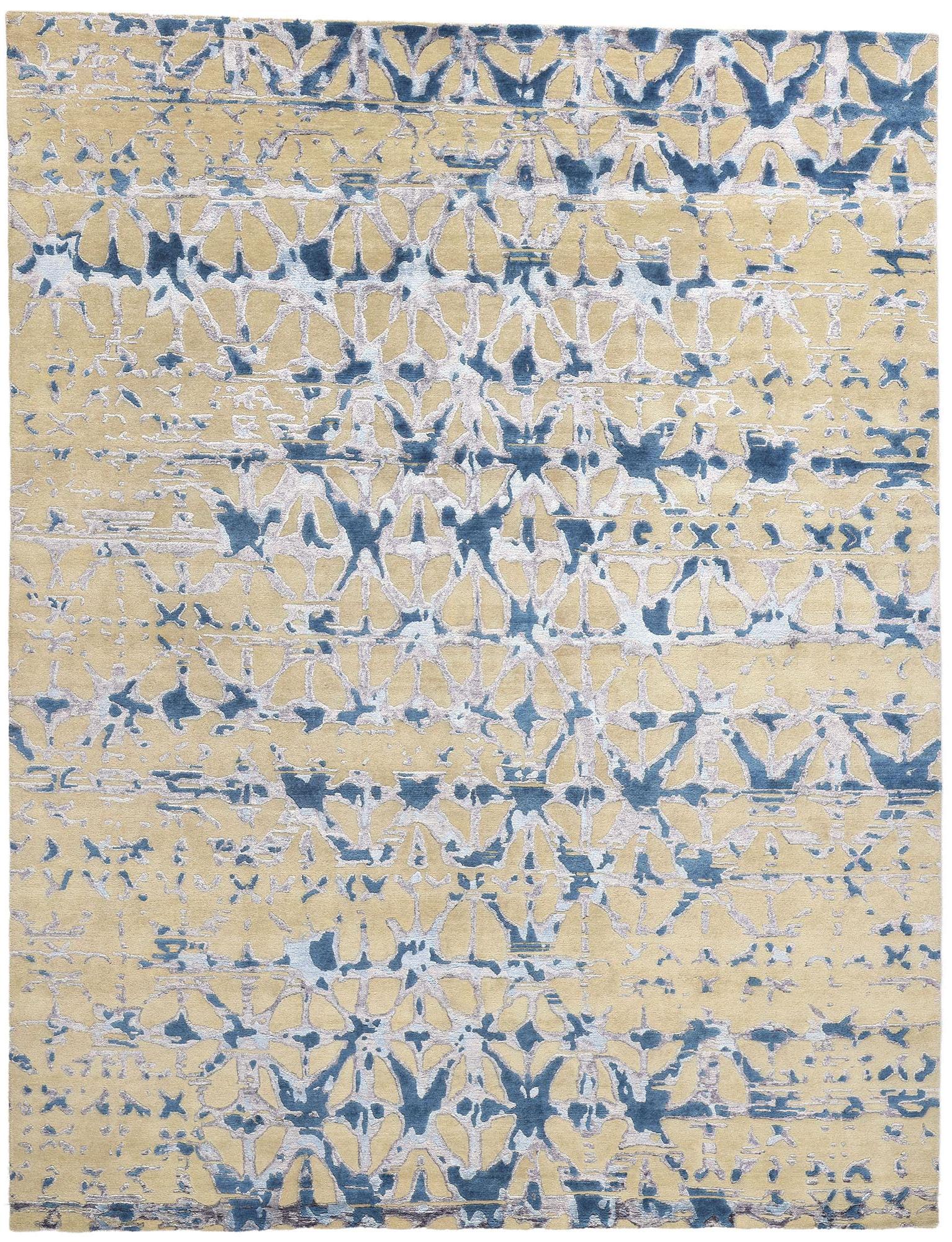 Nueva alfombra contemporánea abstracta de lana y seda