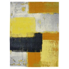 Tapis moderne Bauhaus en laine et soie avec style expressionniste