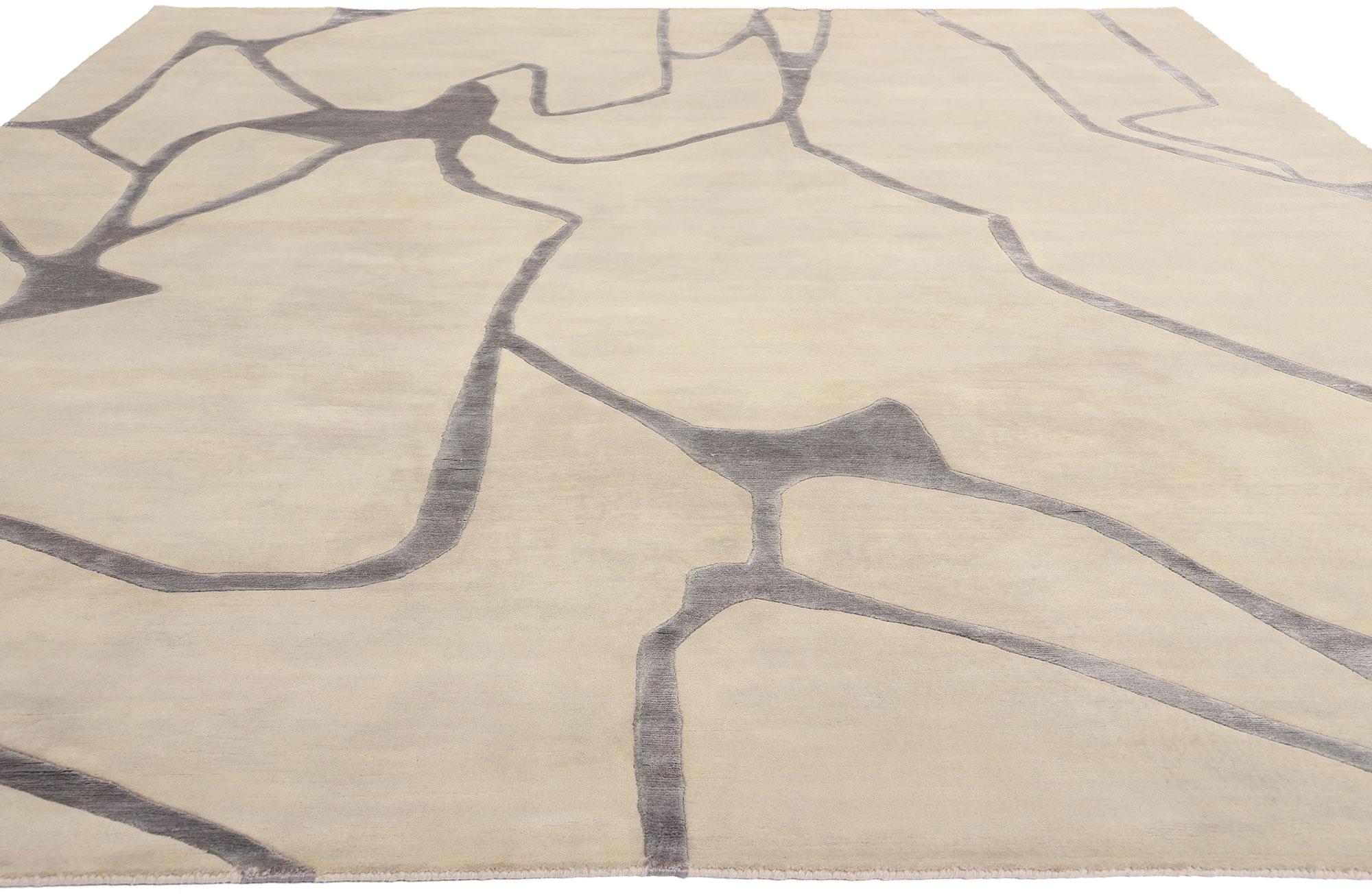 Espressionista Nuovo tappeto astratto contemporaneo in lana e seta ispirato a Willem de Kooning in vendita