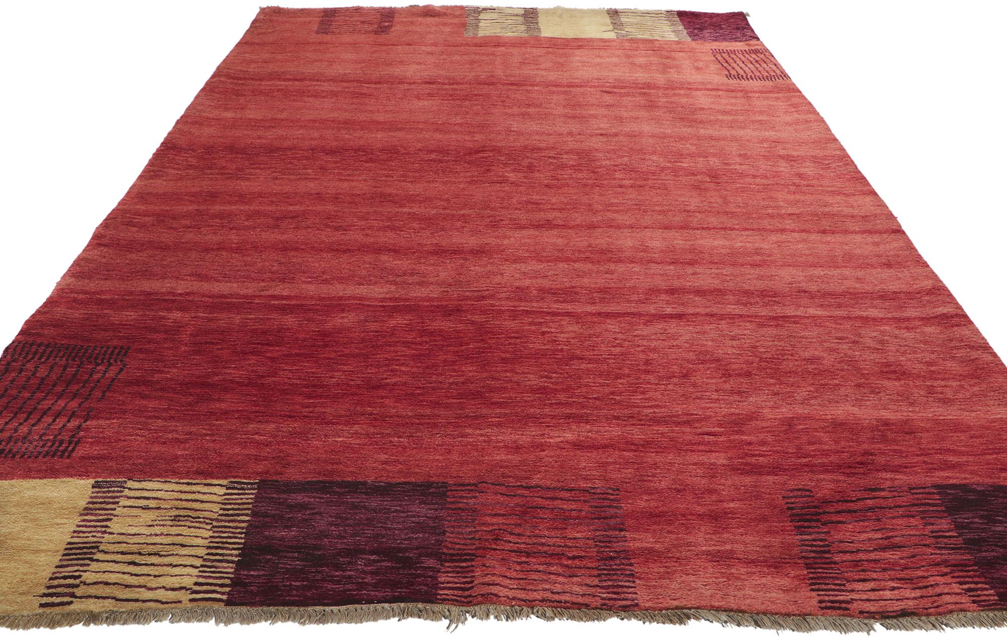 Modern Contemporary Red Pakistani Rug, Avant-Garde Meets Tantalizing Texture For Sale