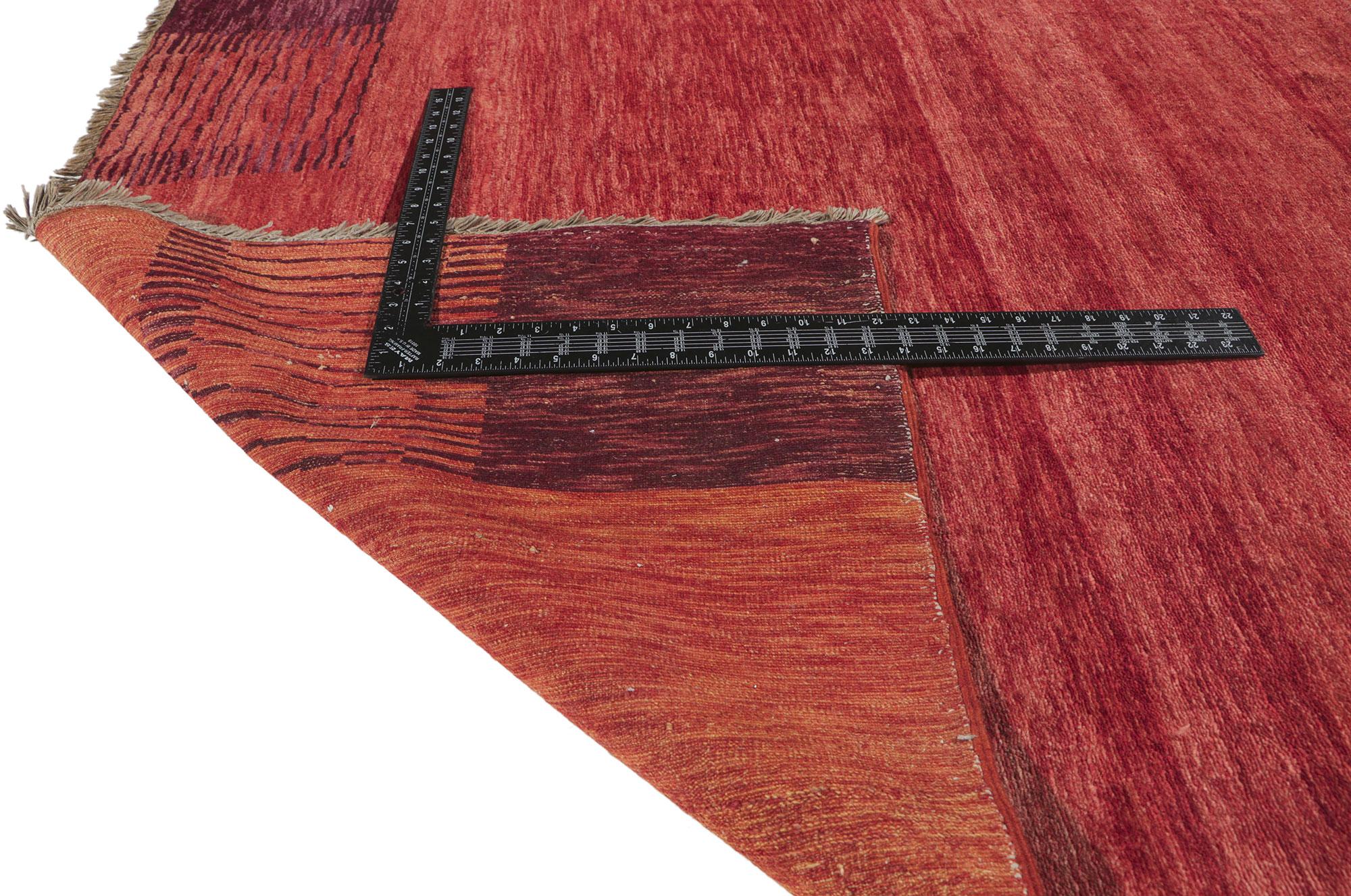 Contemporary Red Pakistani Rug, Avant-Garde Meets Tantalizing Texture In New Condition For Sale In Dallas, TX