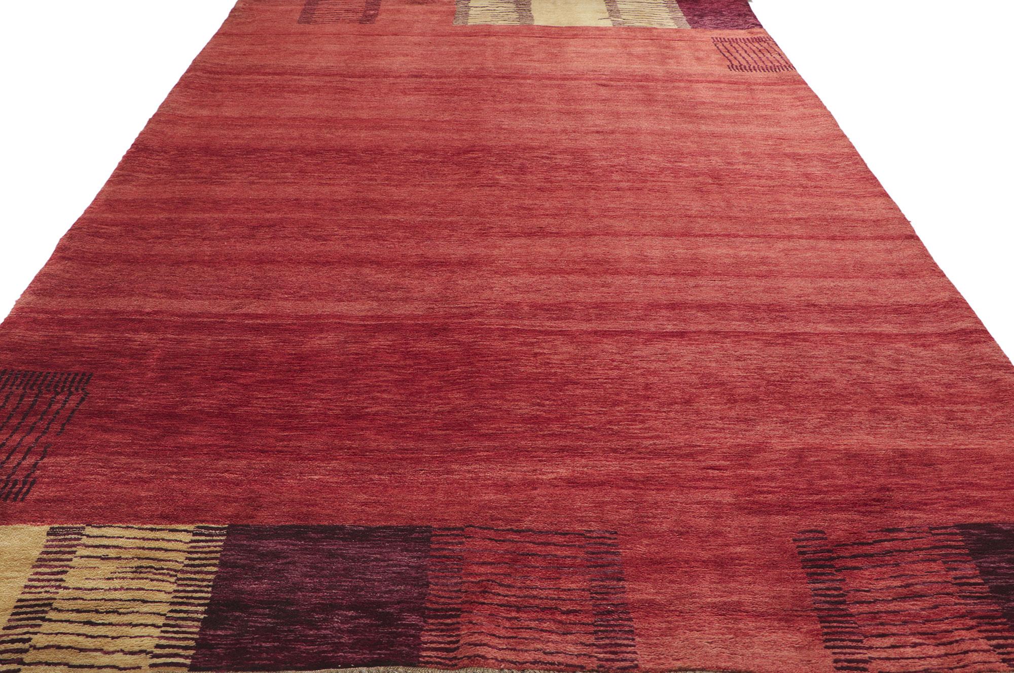 Hand-Knotted Contemporary Red Pakistani Rug, Avant-Garde Meets Tantalizing Texture For Sale