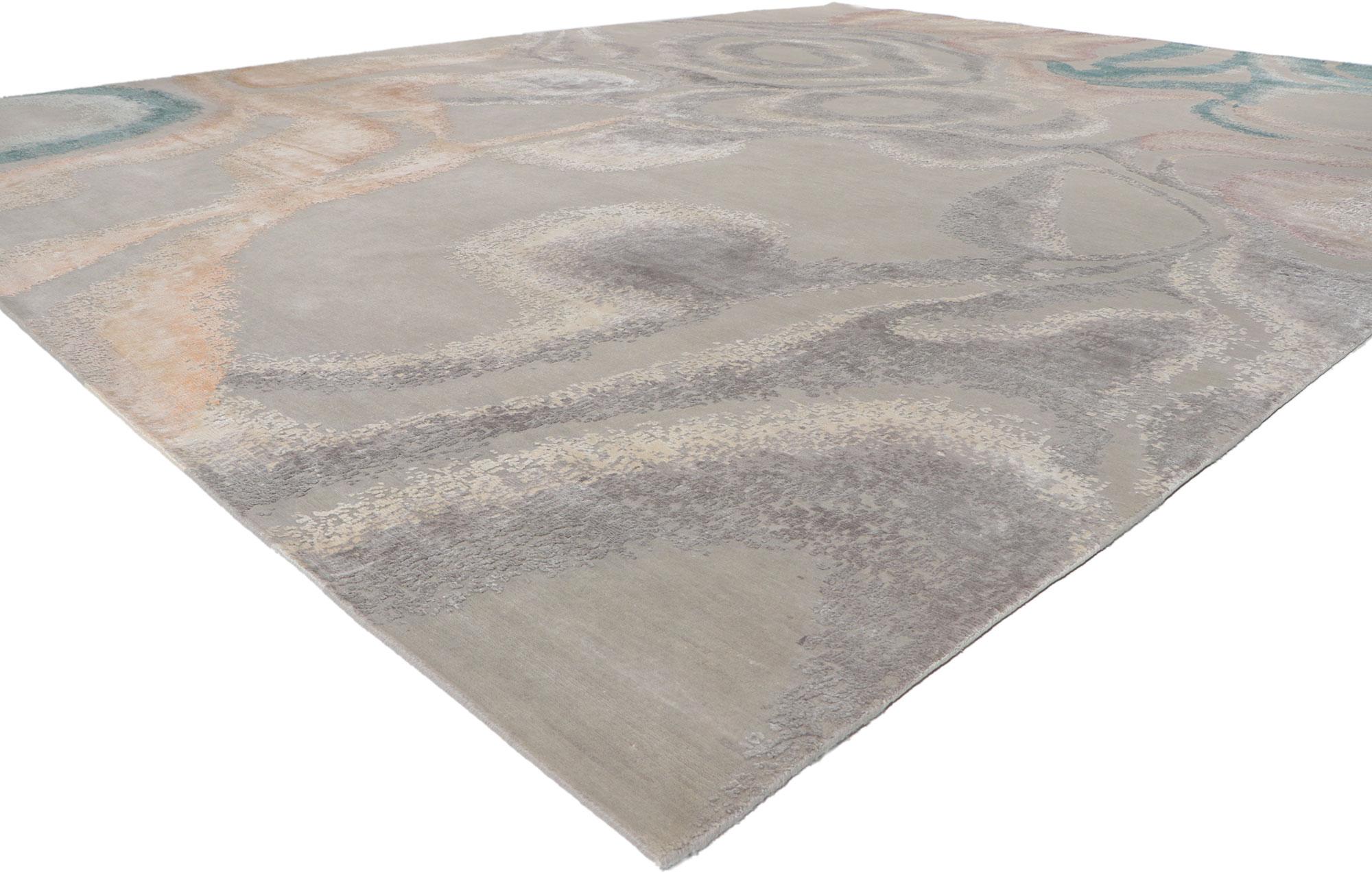 30789 New Contemporary Area Rug Inspired by Georgia O'Keeffe 11'11 x 15'01.
Showcasing a modern style and raised silk design with incredible detail and texture, this hand knotted contemporary textured rug is a captivating vision of woven beauty. The