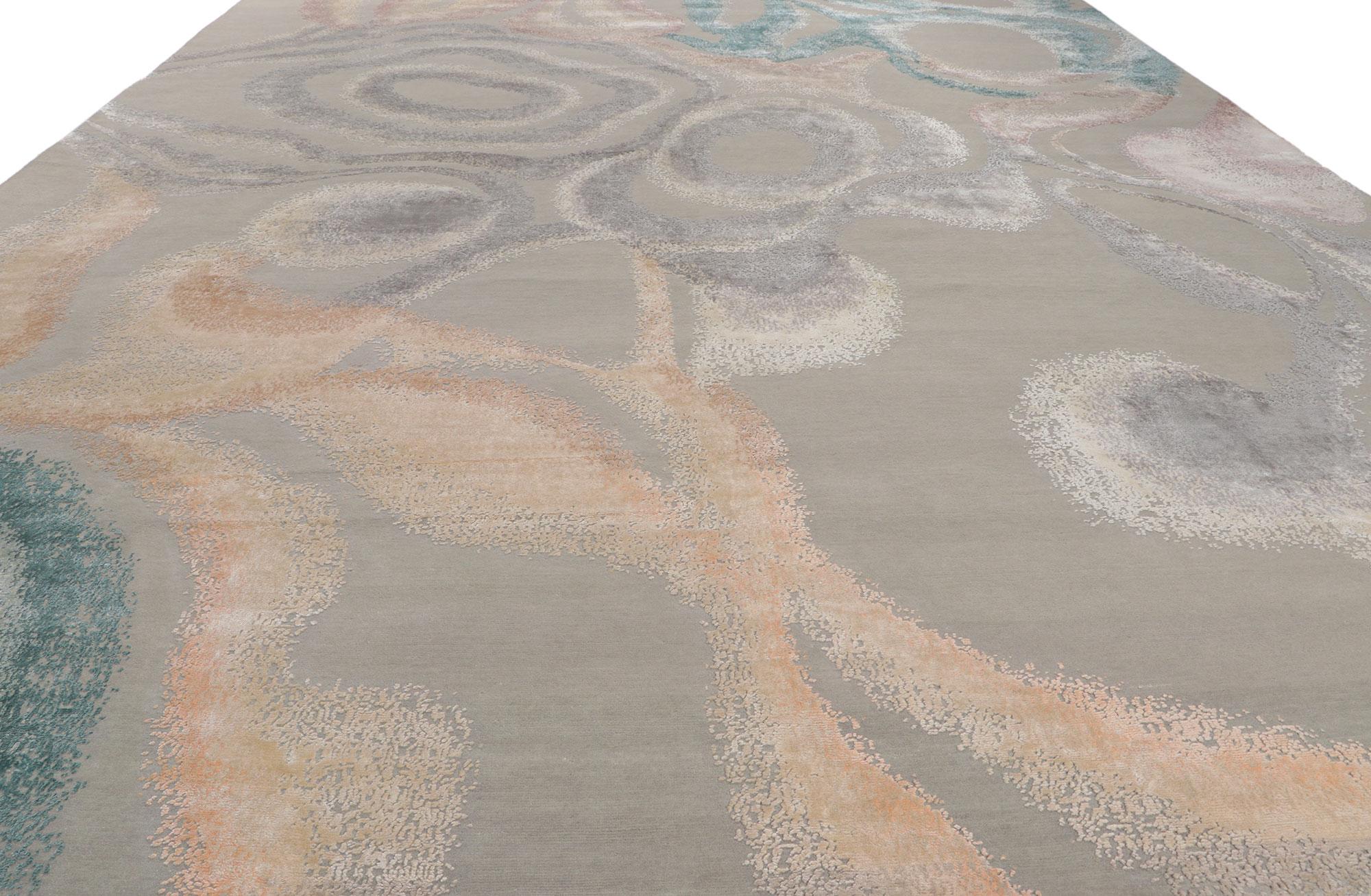 Silk New Contemporary Area Rug Inspired by Georgia O'Keeffe For Sale