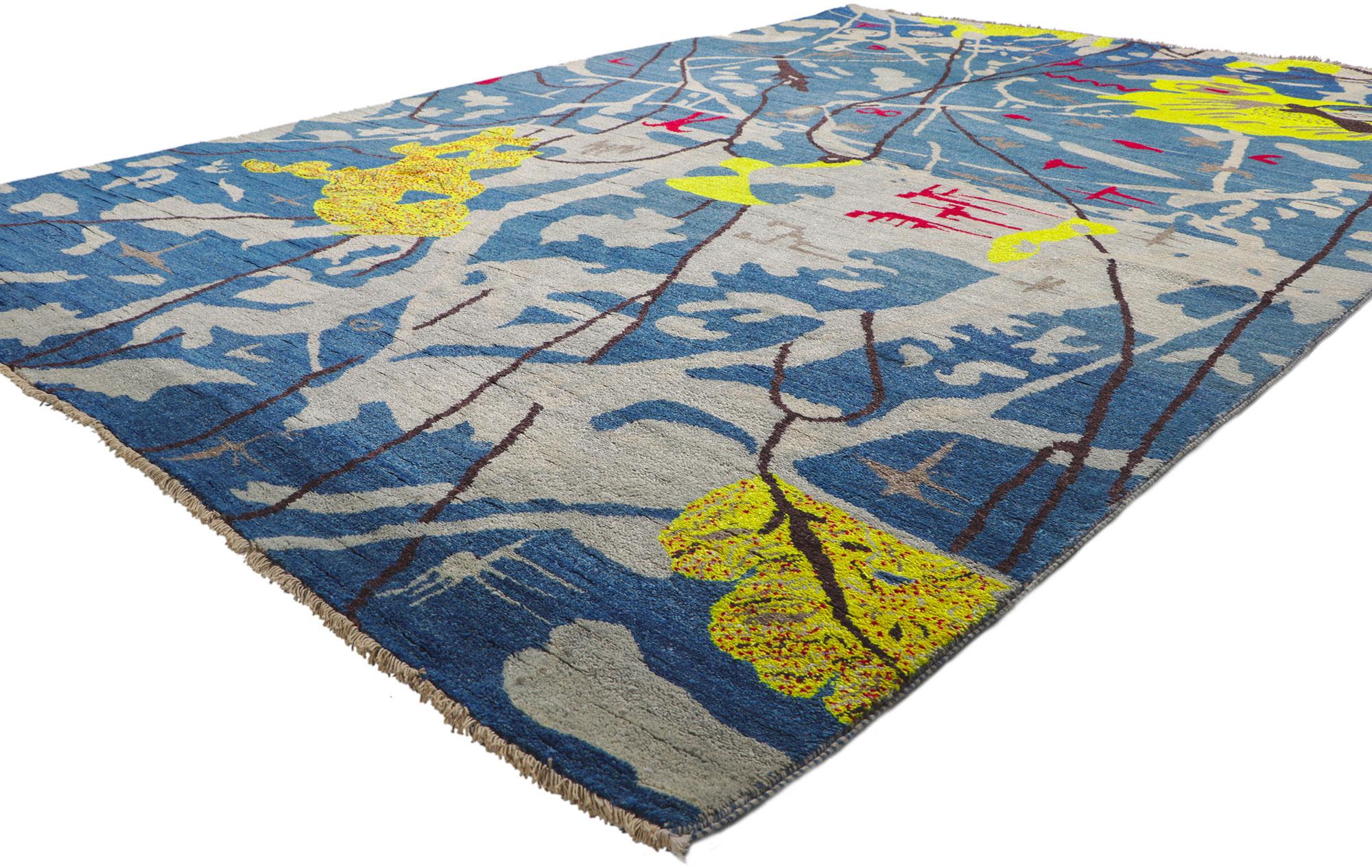 80742 nouveau tapis contemporain inspiré par Joan Miro, 06'04 x 09'03.