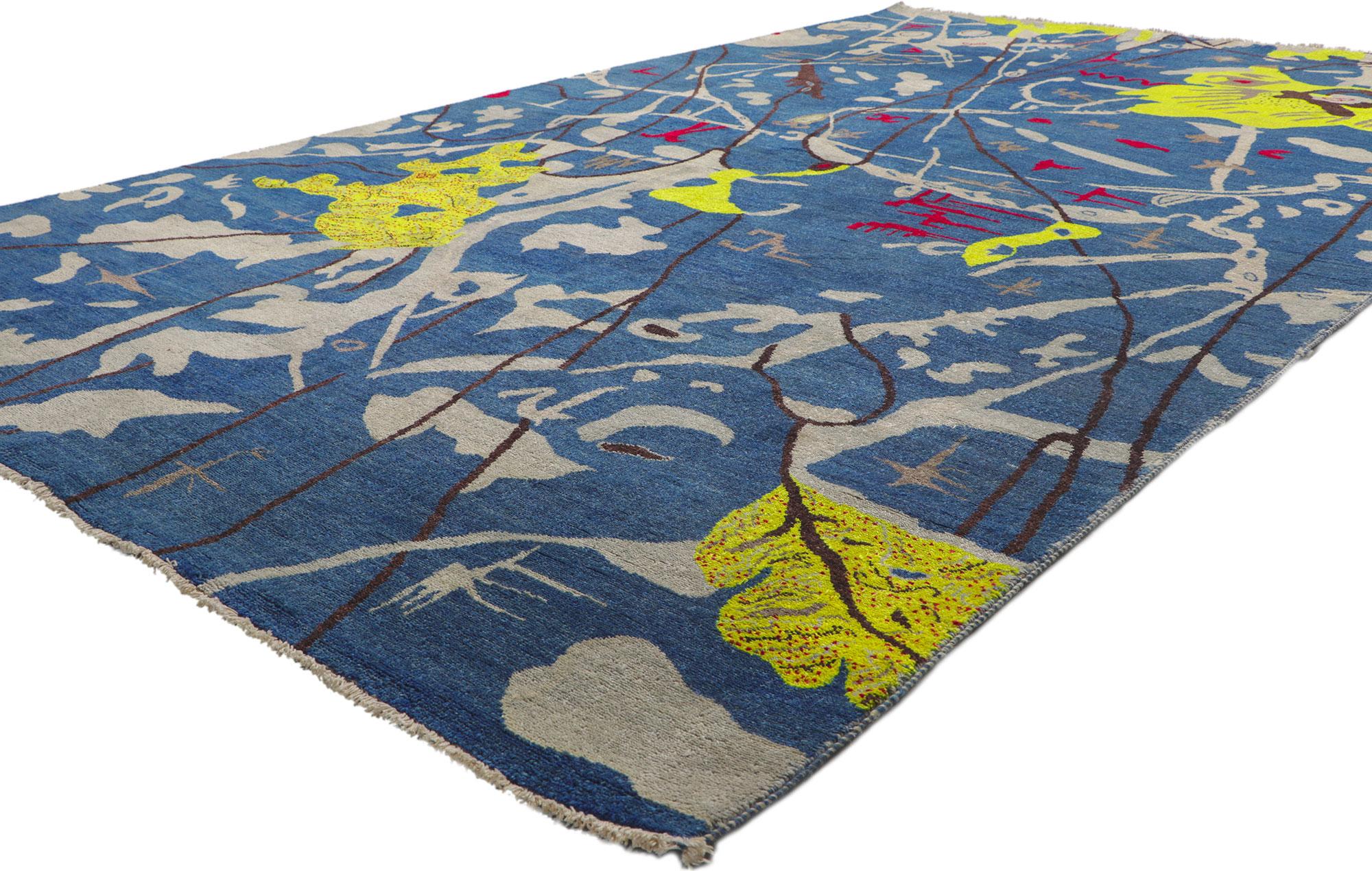 80741 Nouveau tapis contemporain inspiré par Joan Miro, mesures : 06'00 x 09'09.