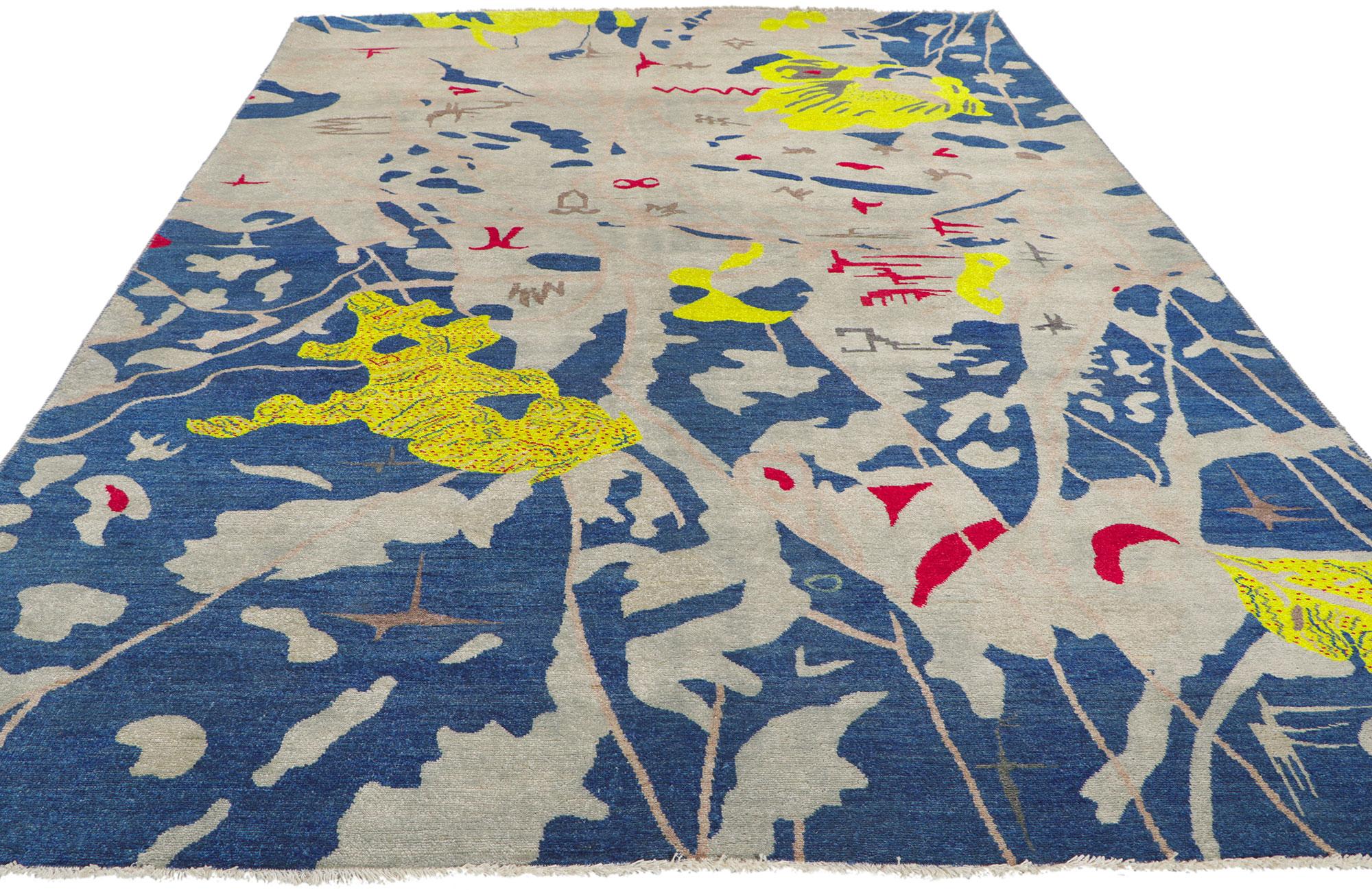 Expressionniste Nouveau tapis contemporain inspiré par Joan Miro en vente