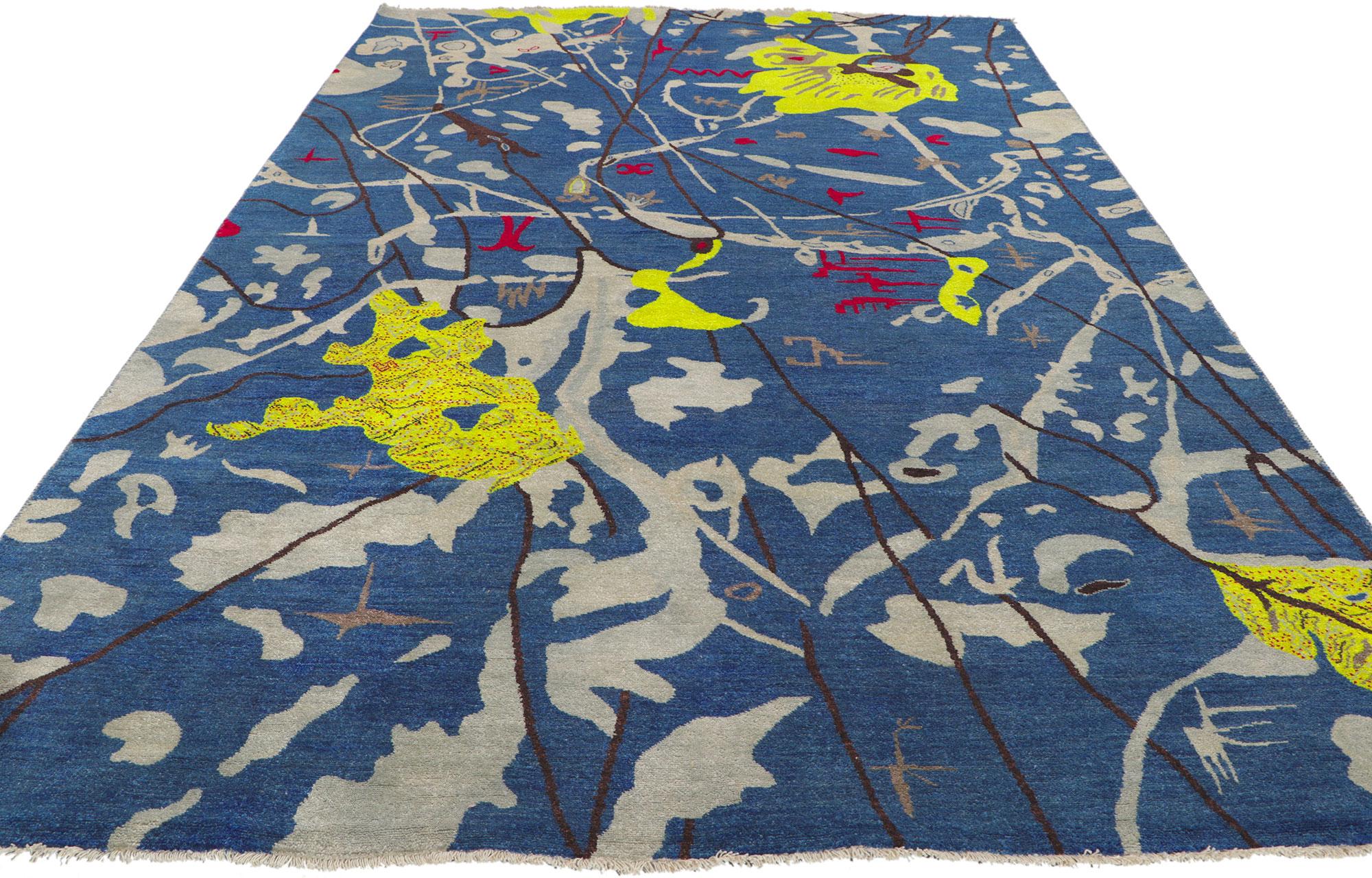 Expressionist New Contemporary Area Rug Inspired by Joan Miro For Sale