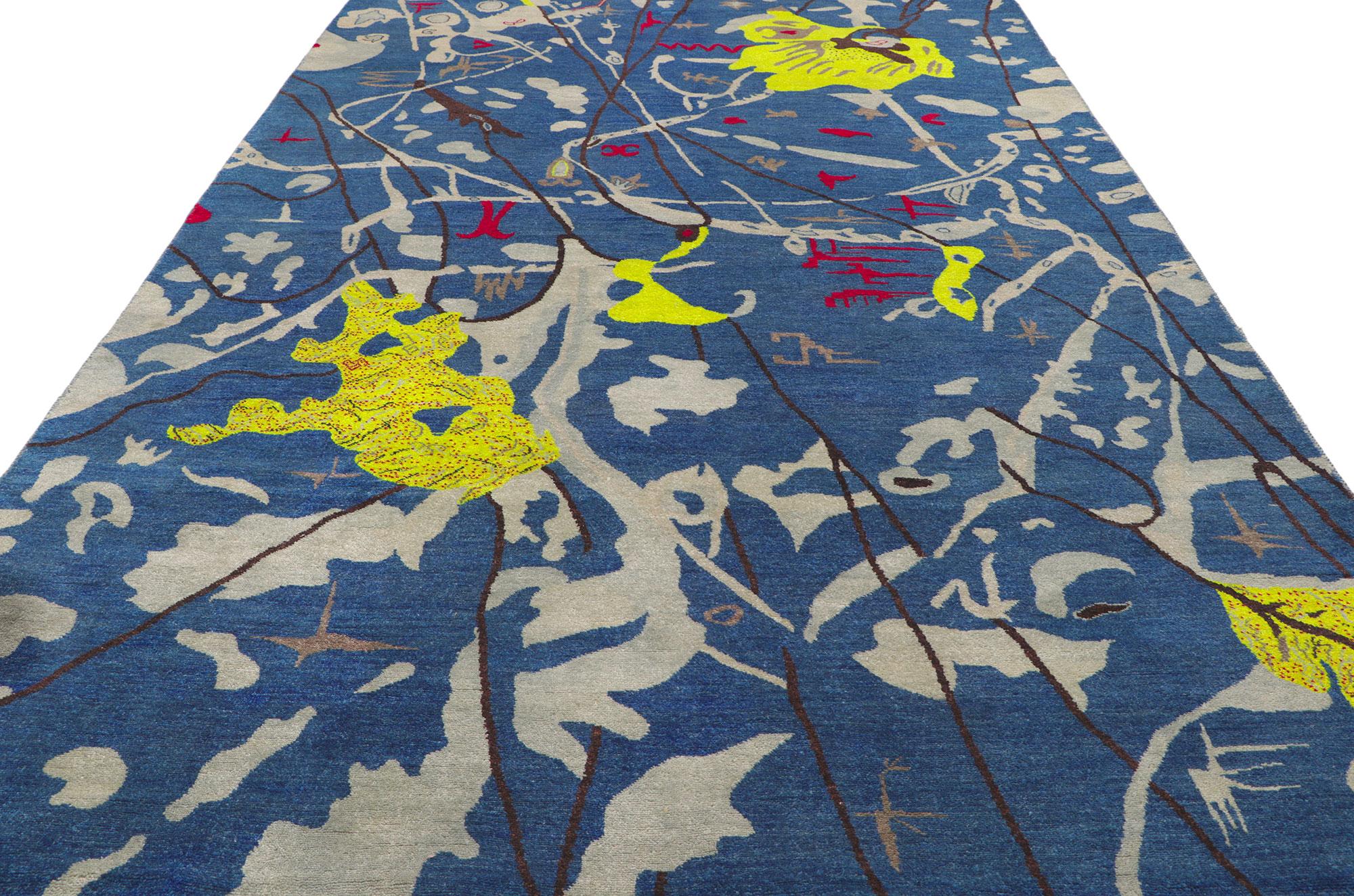 Pakistani New Contemporary Area Rug Inspired by Joan Miro For Sale