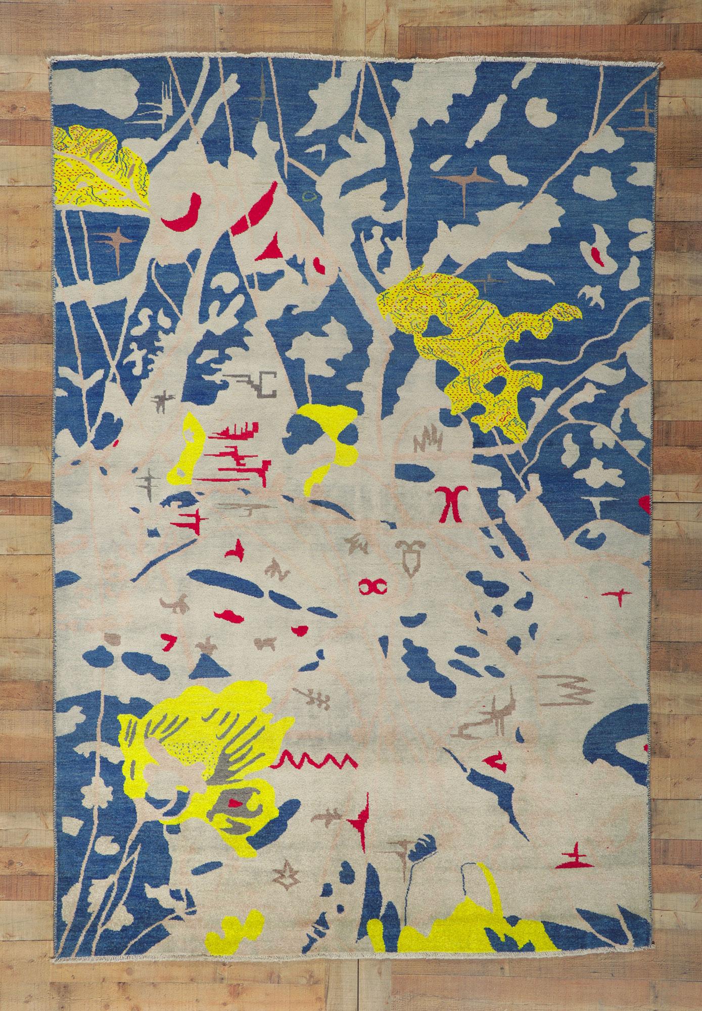 New Contemporary Area Rug Inspired by Joan Miro In New Condition For Sale In Dallas, TX