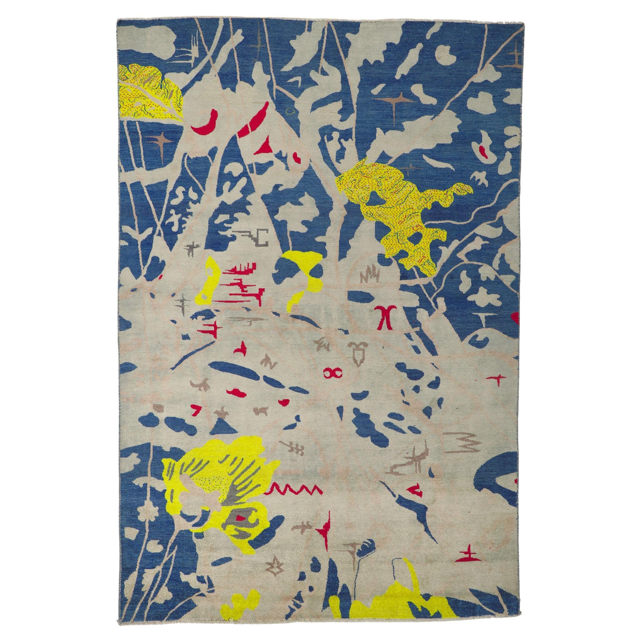 Nouveau tapis contemporain inspiré par Joan Miro en vente