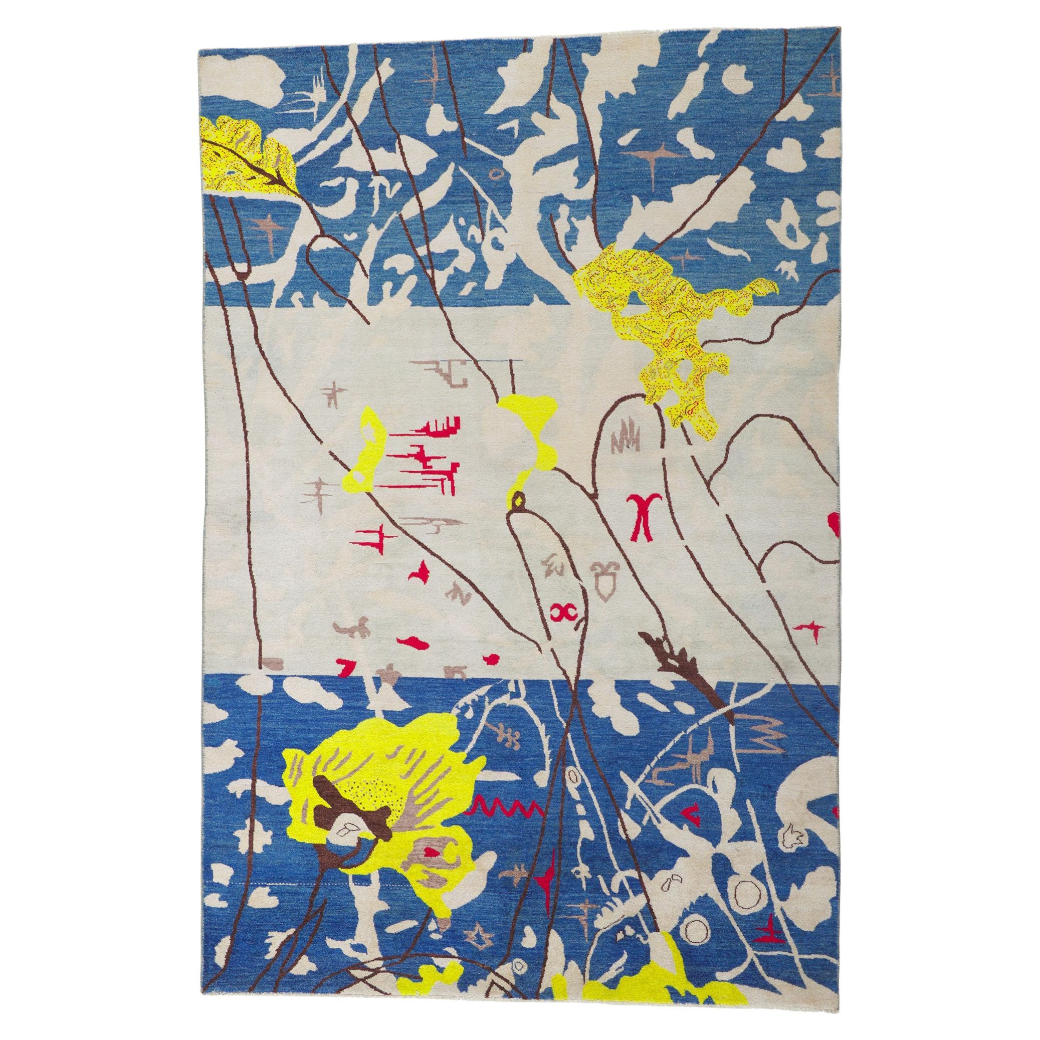 New Contemporary Area Rug Inspired by Joan Miro For Sale