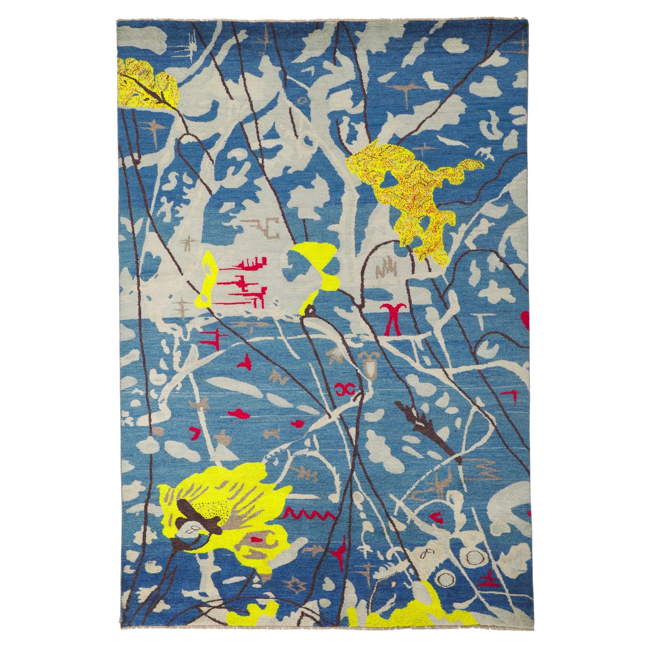 New Contemporary Area Rug Inspired by Joan Miro For Sale