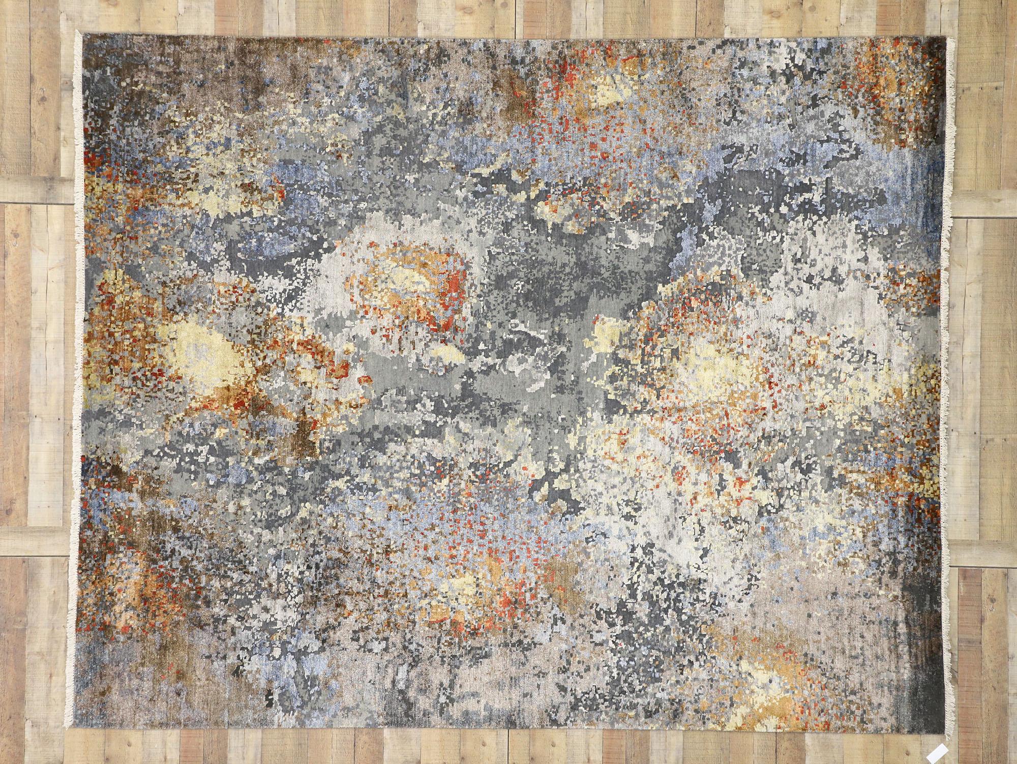 Hand-Knotted New Expressionist Contemporary Rug Inspired by Willem de Kooning  For Sale