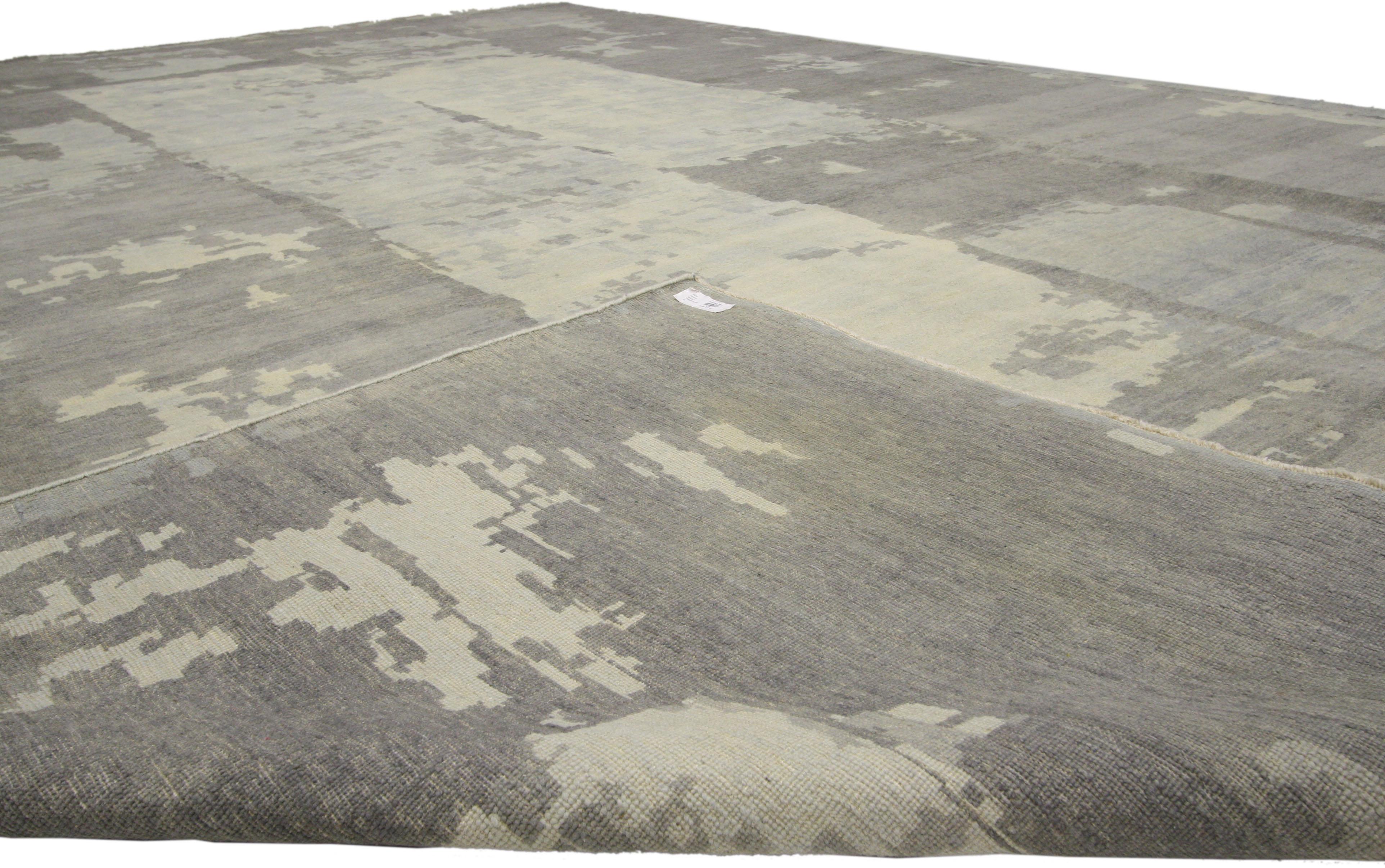 Hand-Knotted New Contemporary Area Rug with Abstract Expressionist Paint Brush Strokes For Sale