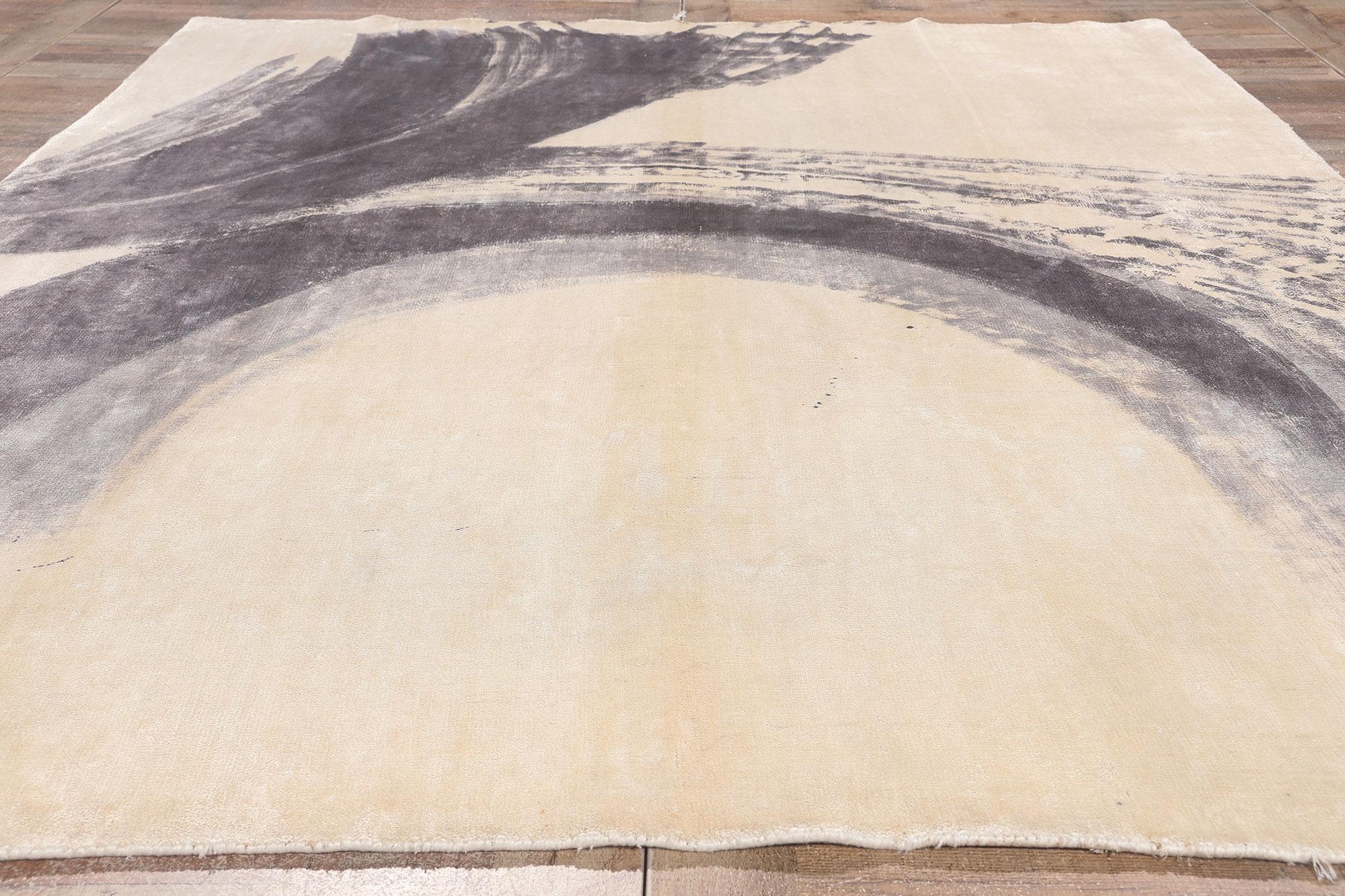 Contemporary Abstract Area Rug, Expressionism Meets Modern Minimalism In New Condition For Sale In Dallas, TX