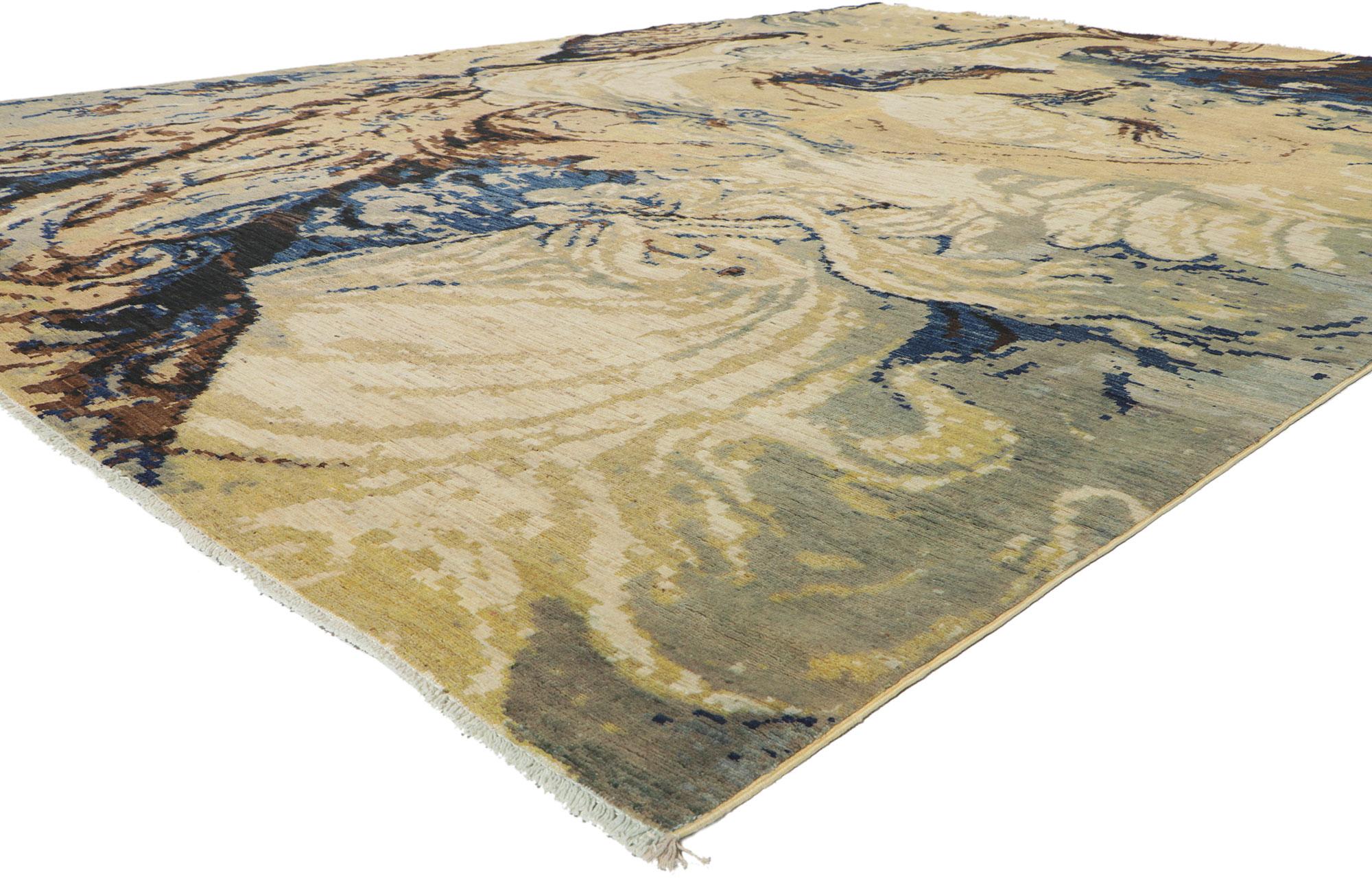 80755 New Contemporary Area Rug with Biophilic Design 09'05 x 12'09.
Showcasing an abstract biophilic design with incredible detail and texture, the hand-knotted wool contemporary rug is a captivating vision of woven beauty. The mesmerizing