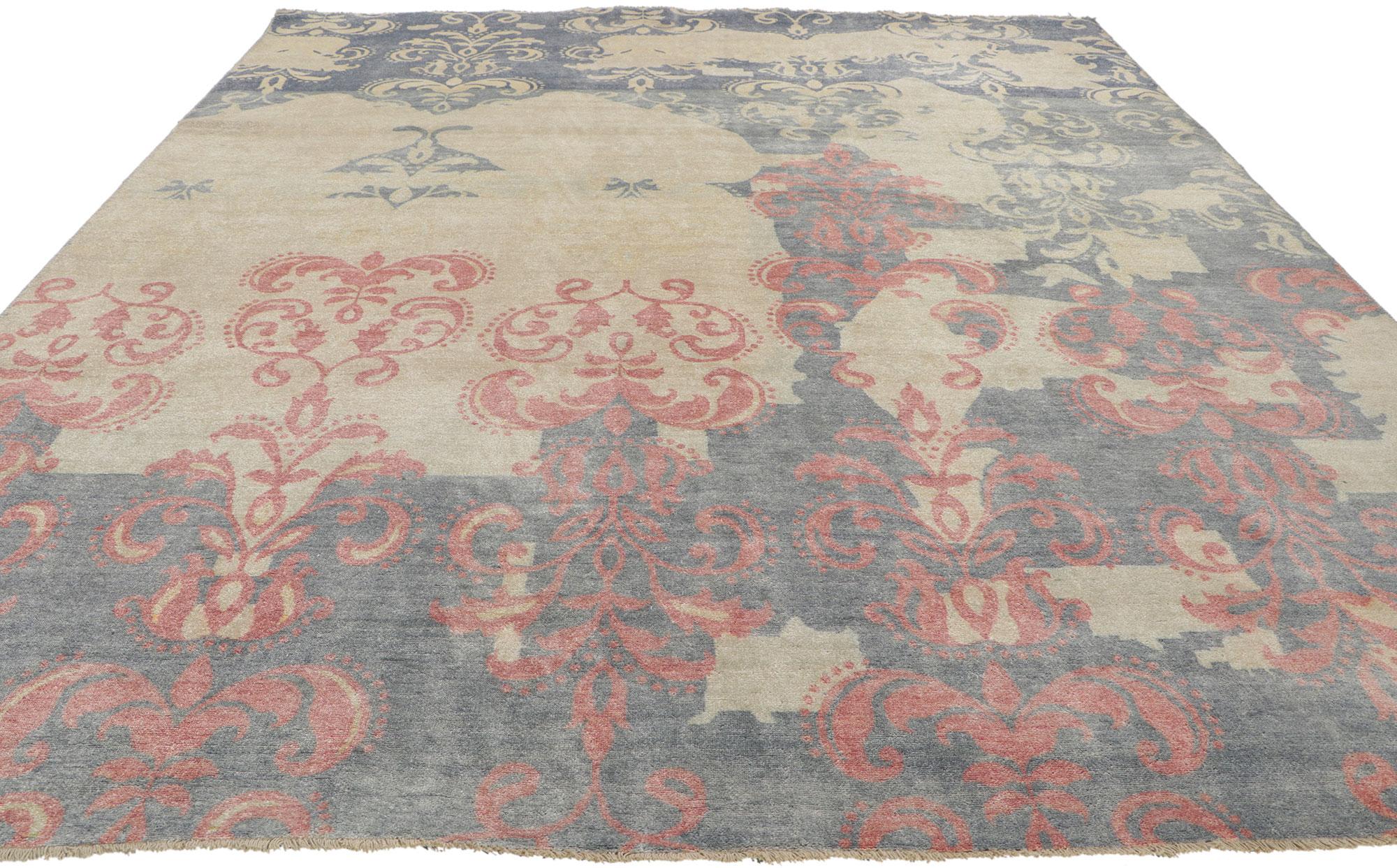Nueva Alfombra de Damasco Contemporánea con Elegancia Victoriana Moderno en venta