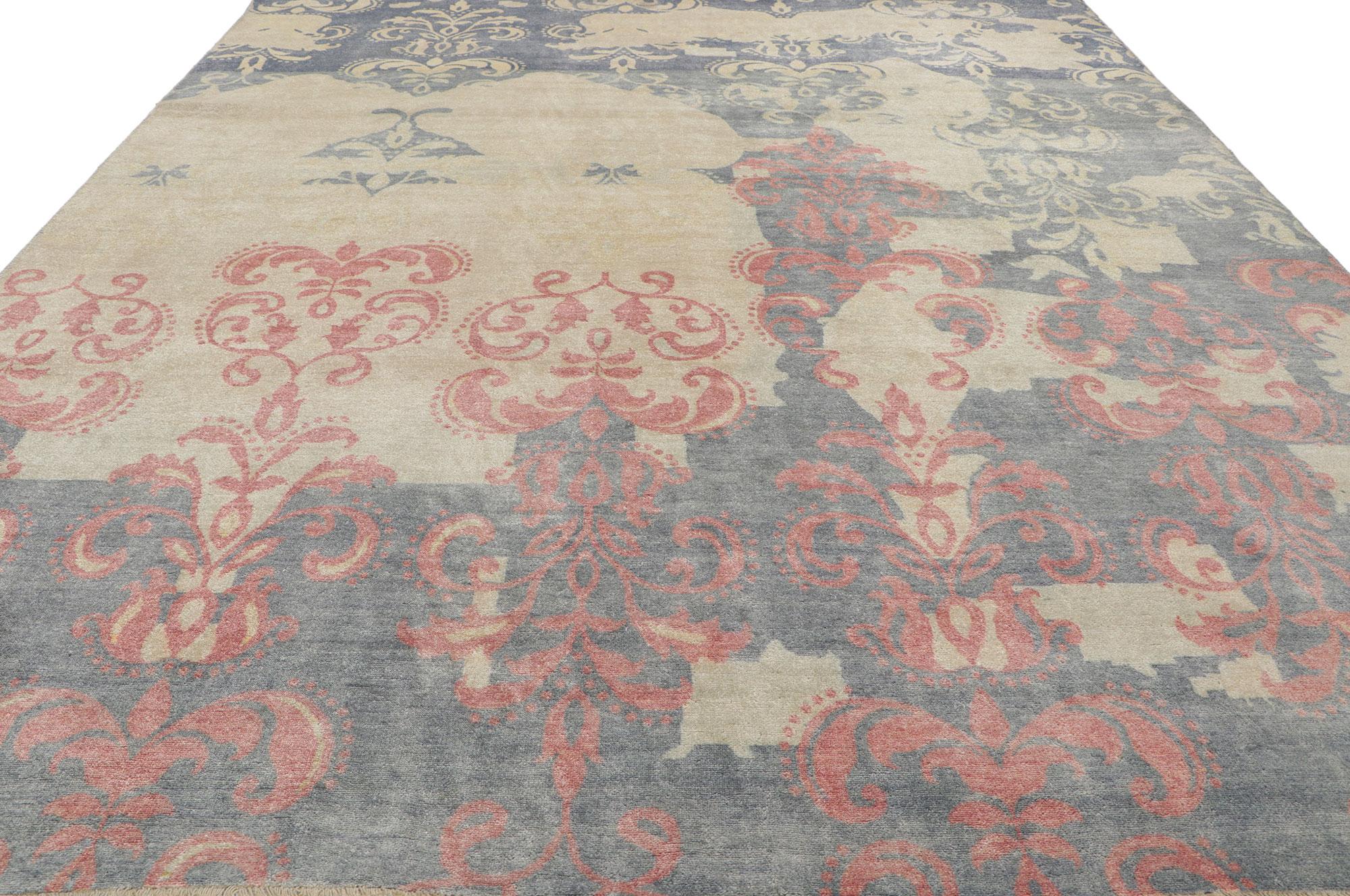 Nueva Alfombra de Damasco Contemporánea con Elegancia Victoriana Pakistaní en venta