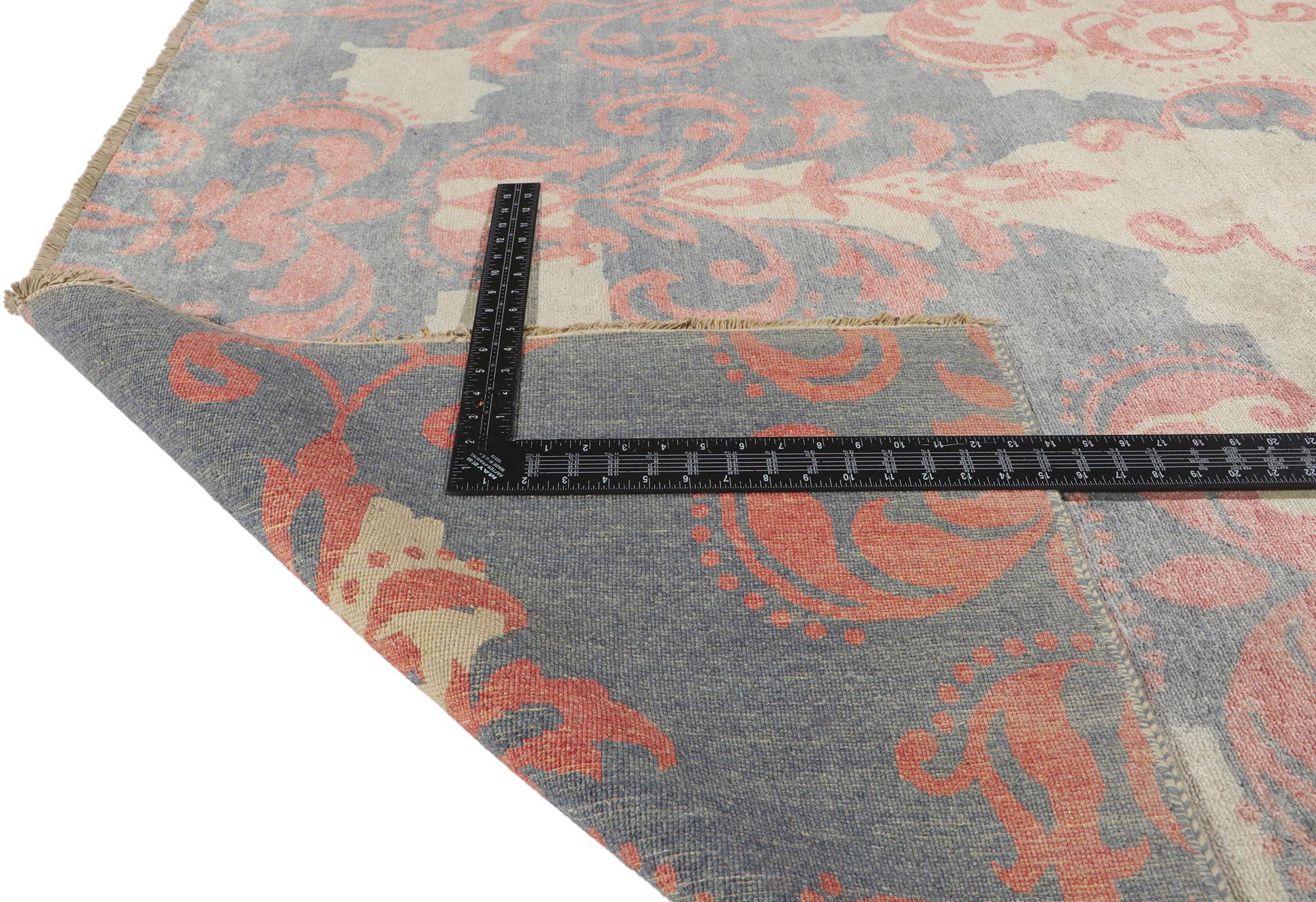 Nueva Alfombra de Damasco Contemporánea con Elegancia Victoriana Anudado a mano en venta