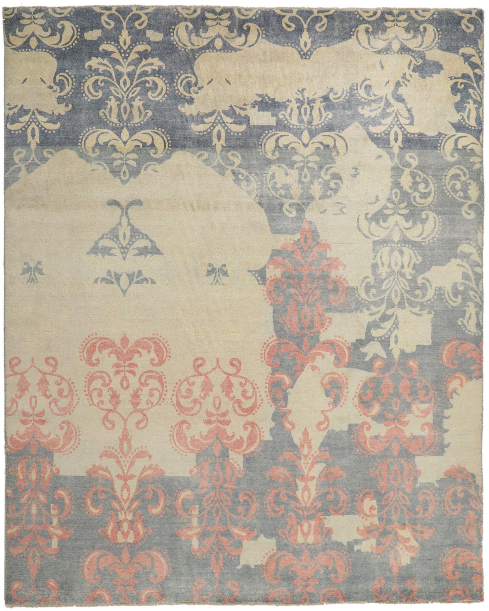 Nueva Alfombra de Damasco Contemporánea con Elegancia Victoriana en venta 1