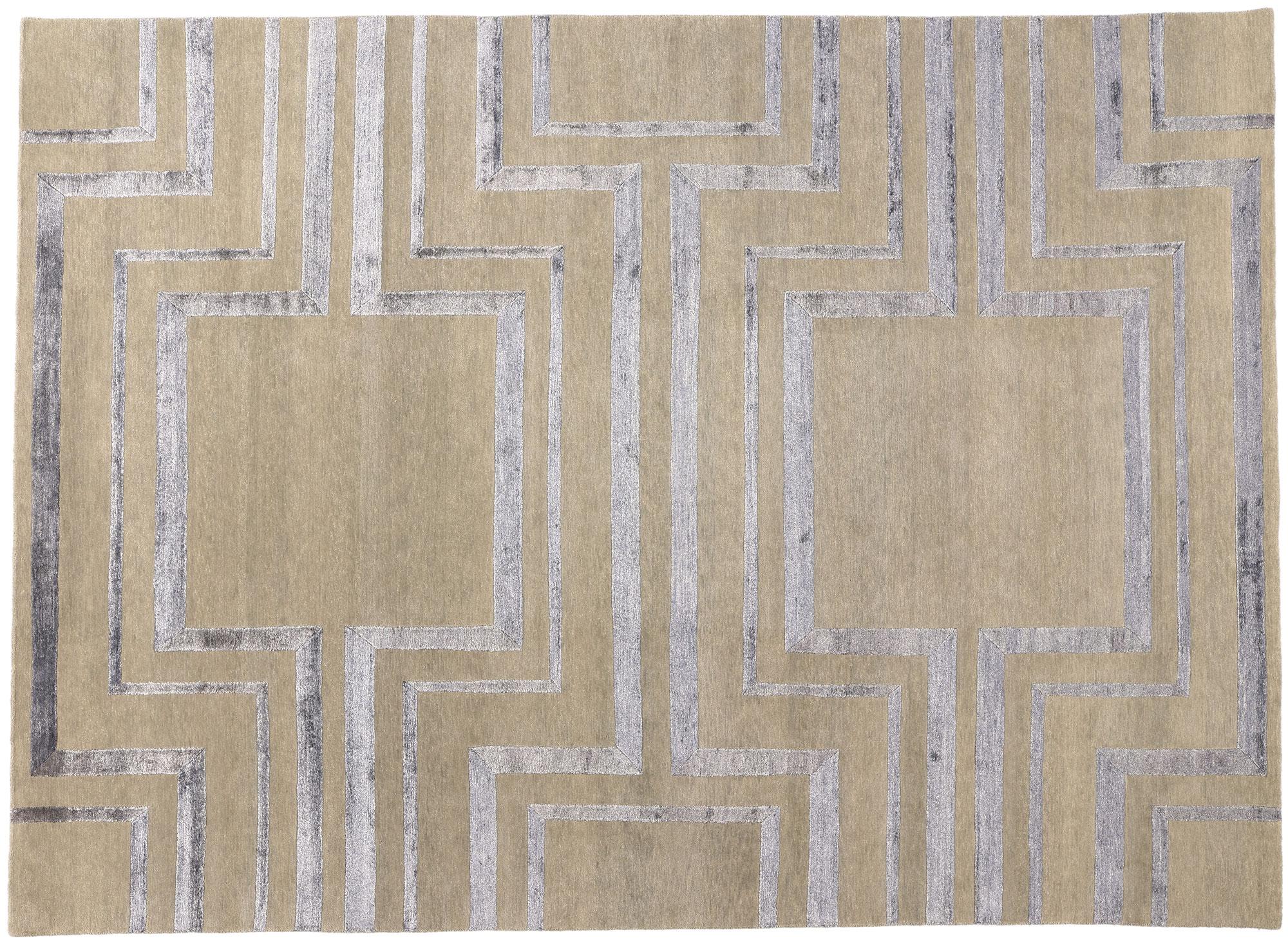 New Contemporary Art Deco Wool and Silk Rug For Sale 4
