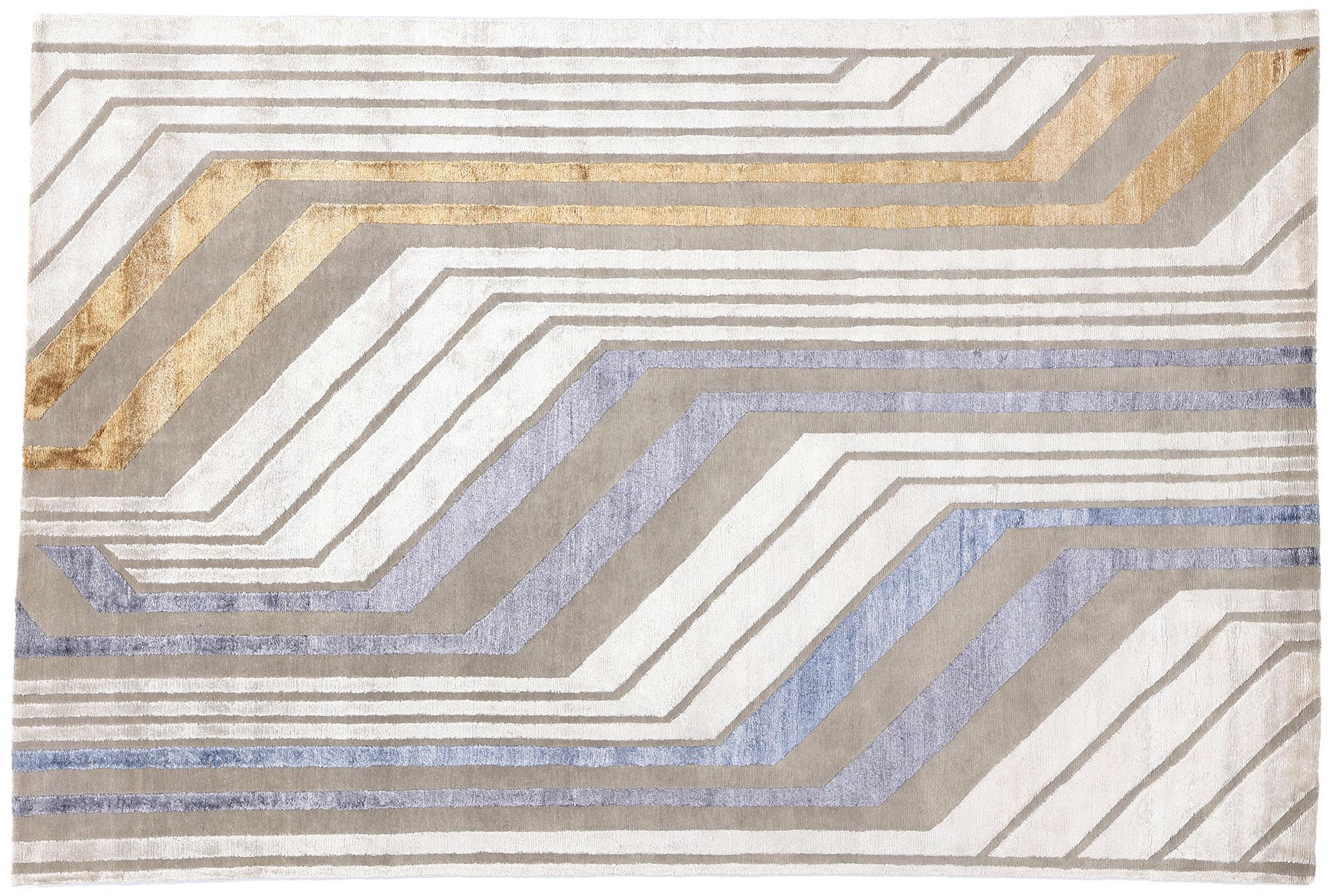 New Contemporary Art Deco Wool & Silk Textured Carpet For Sale 4
