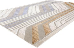 New Contemporary Art Deco Wool & Silk Textured Carpet