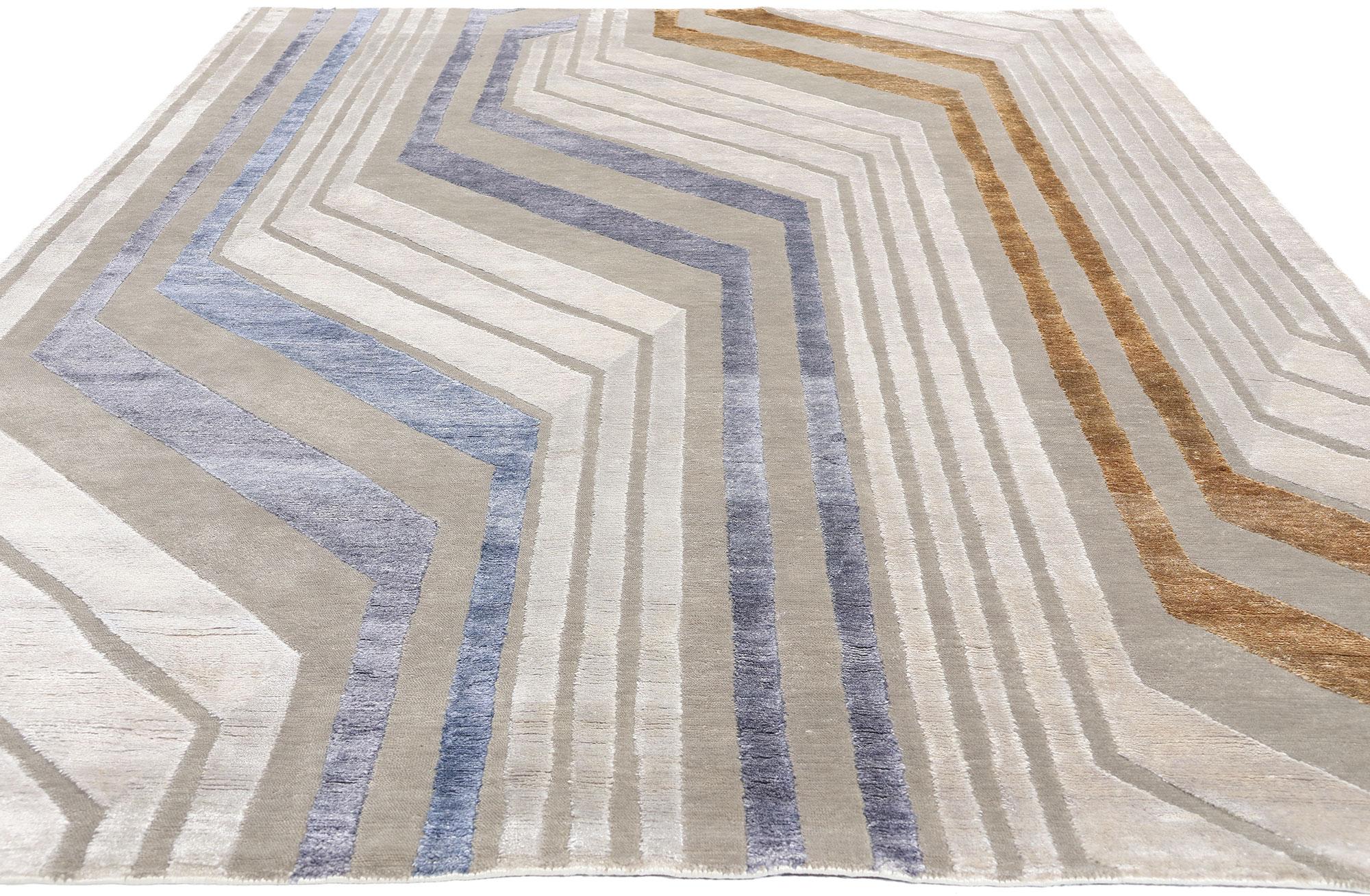 Chesterfield New Contemporary Art Deco Wool & Silk Textured Carpet For Sale