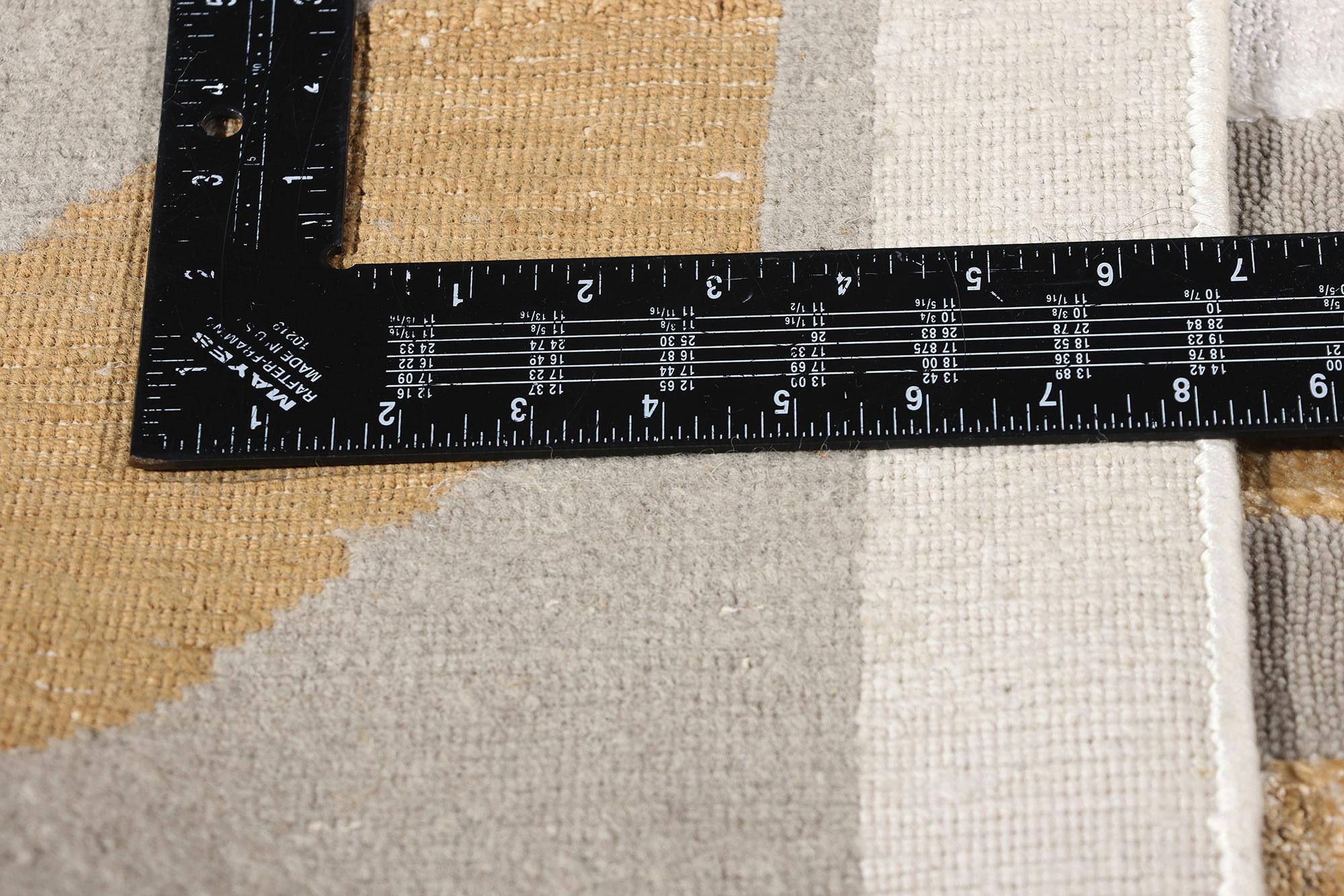 New Contemporary Art Deco Wool & Silk Textured Carpet In New Condition For Sale In Dallas, TX