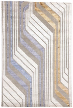 New Contemporary Art Deco Wool & Silk Textured Carpet