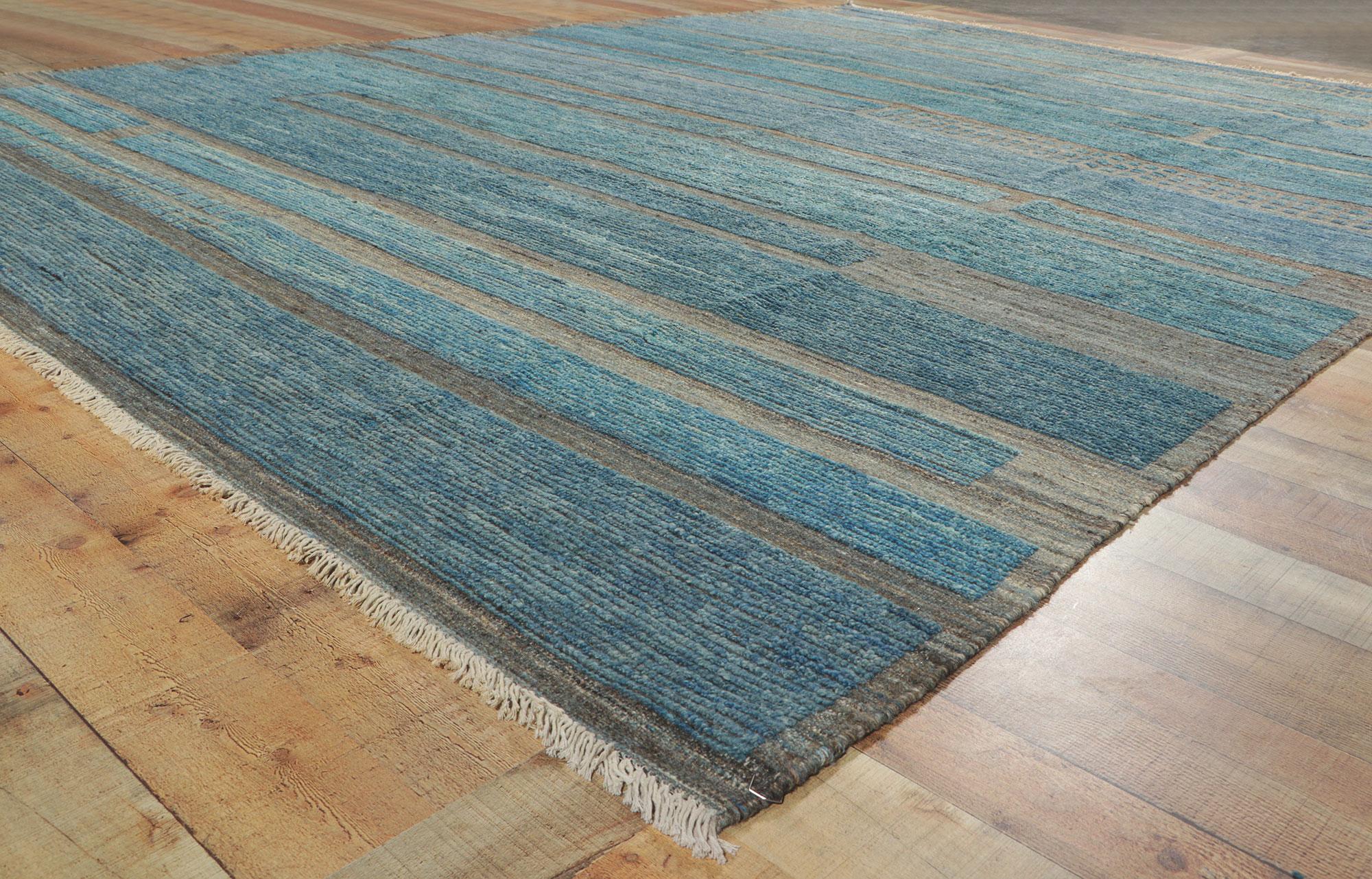 Nueva Alfombra Marroquí Contemporánea Azul Bauhaus con Estilo De Stijl en venta 1