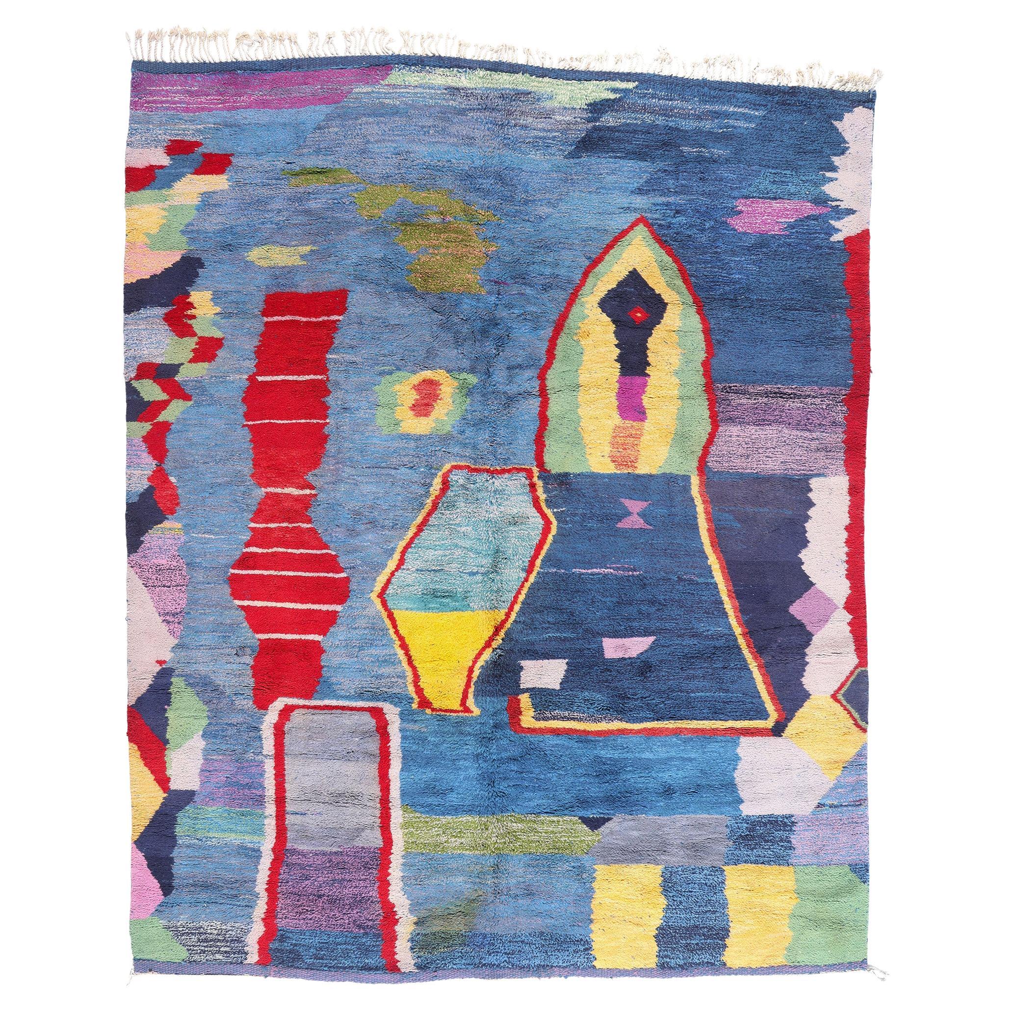 New Modern Abstract Beni Mrirt Berber Moroccan Rug with Expressionist Style