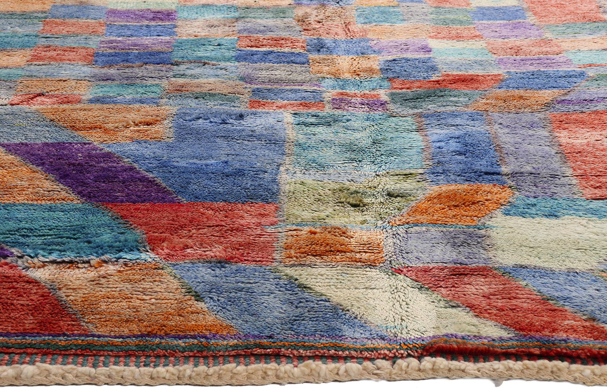 Hand-Knotted The Chromatic Reverie: A Rare Artistic Beni Mrirt Moroccan Masterpiece For Sale