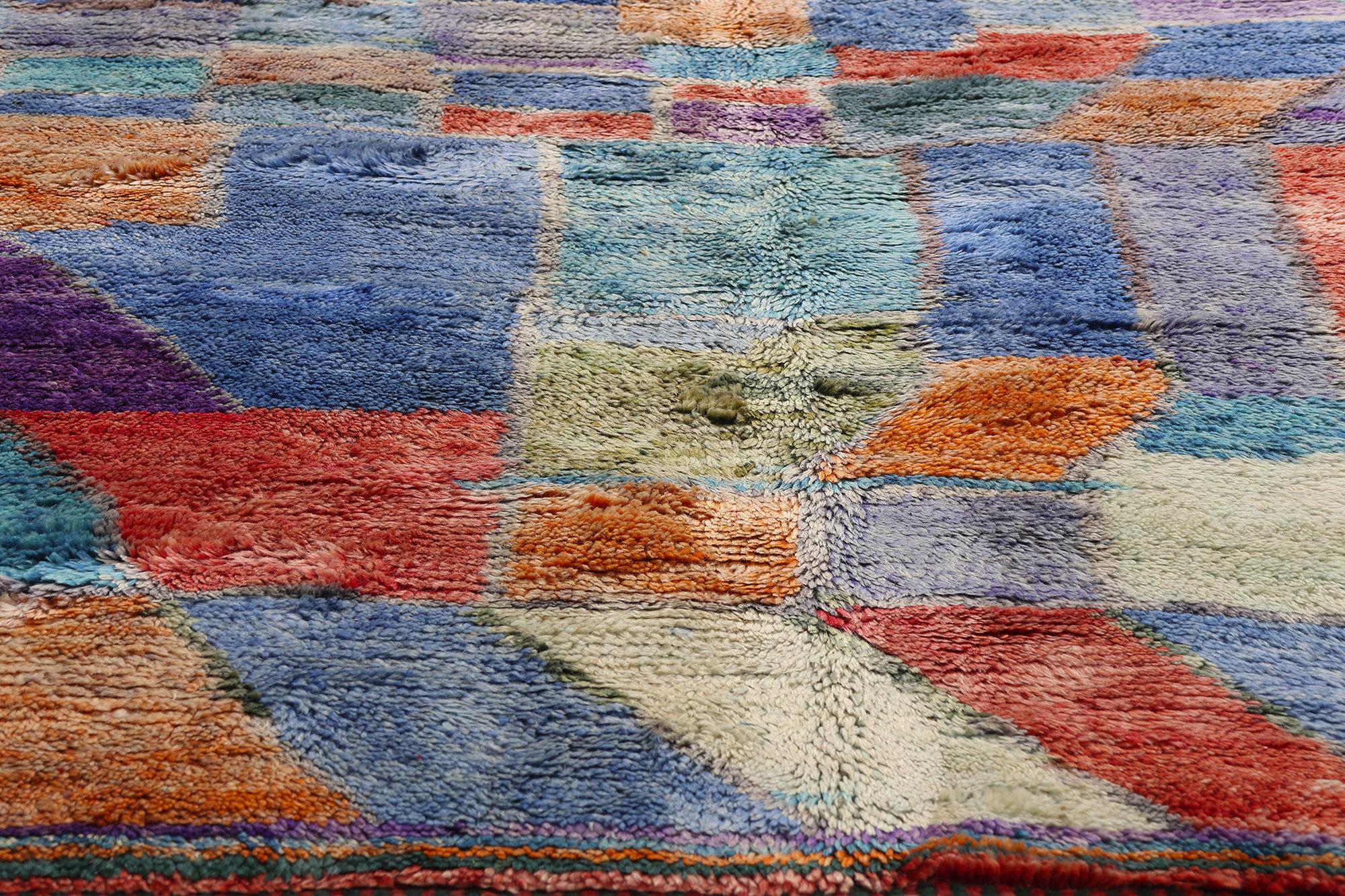 Wool The Chromatic Reverie: A Rare Artistic Beni Mrirt Moroccan Masterpiece For Sale