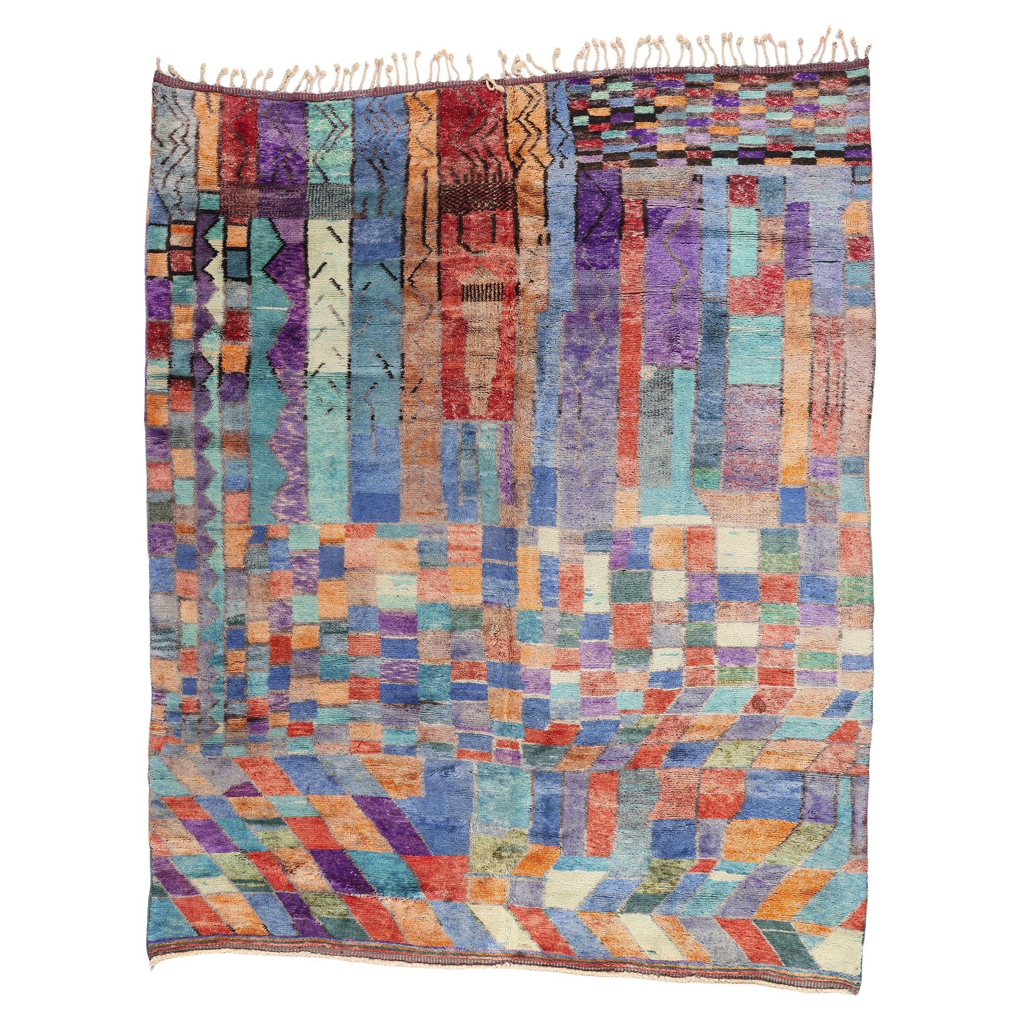 New Modern Abstract Beni Mrirt Moroccan Rug with Expressionist Style