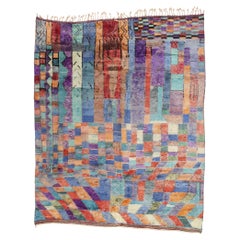 New Modern Abstract Beni Mrirt Moroccan Rug with Expressionist Style