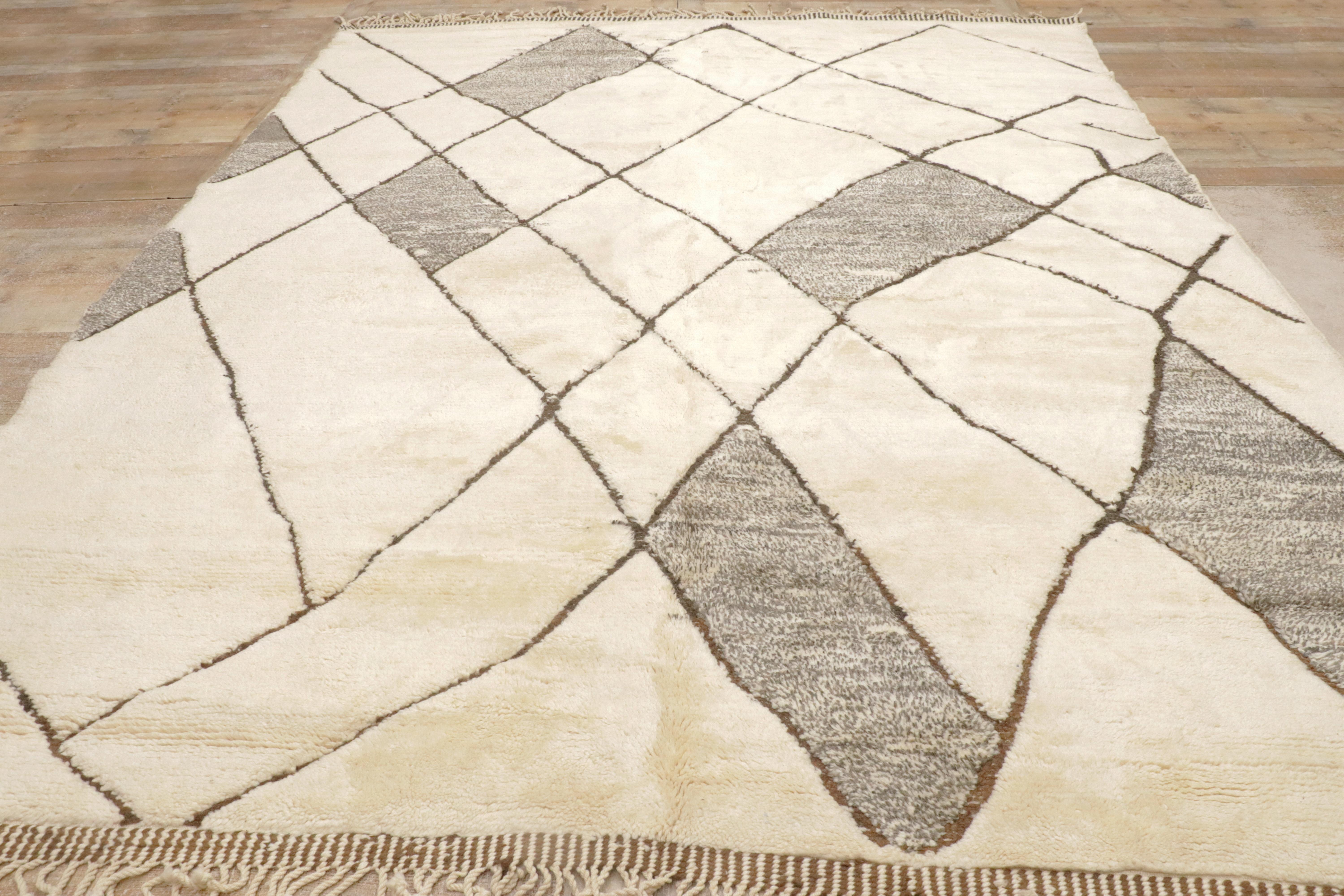 Nuovo tappeto berbero contemporaneo Beni Mrirt marocchino con stile organico moderno in vendita 7
