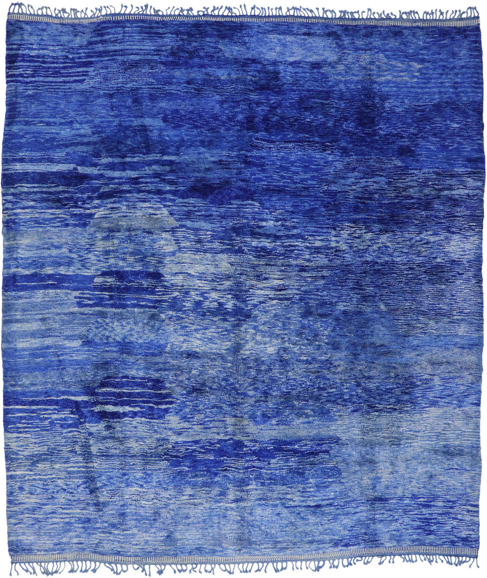 New Blue Beni Mrirt Moroccan Rug Berber Tribes of Morocco, 12'03 x 13'08 For Sale 1