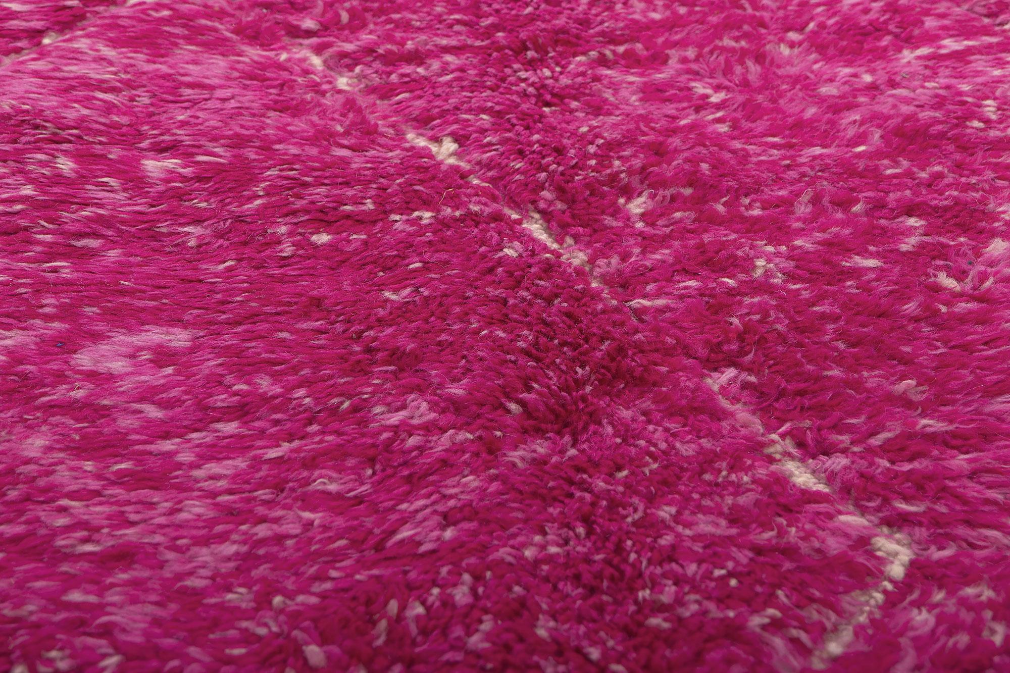 Pink Magenta Beni Mrirt Moroccan Rug, Maximalist Style Meets Tribal Enchantment In New Condition For Sale In Dallas, TX