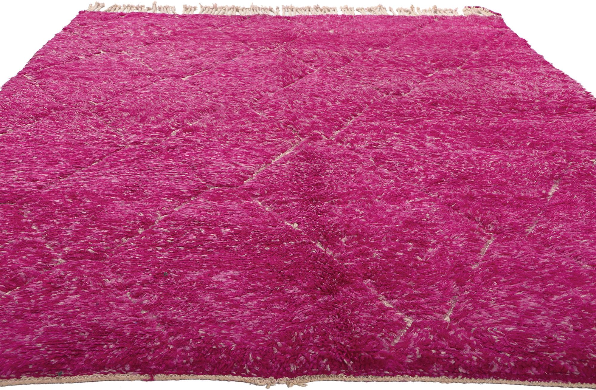 Modern Pink Magenta Beni Mrirt Moroccan Rug, Maximalist Style Meets Tribal Enchantment For Sale