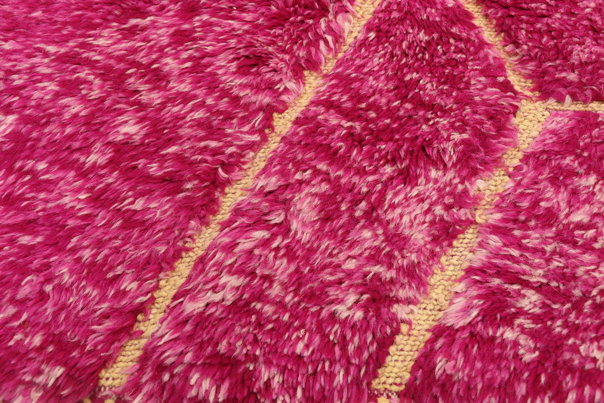 Hand-Knotted New Contemporary Berber Magenta Moroccan Rug with Abstract Expressionist Style For Sale