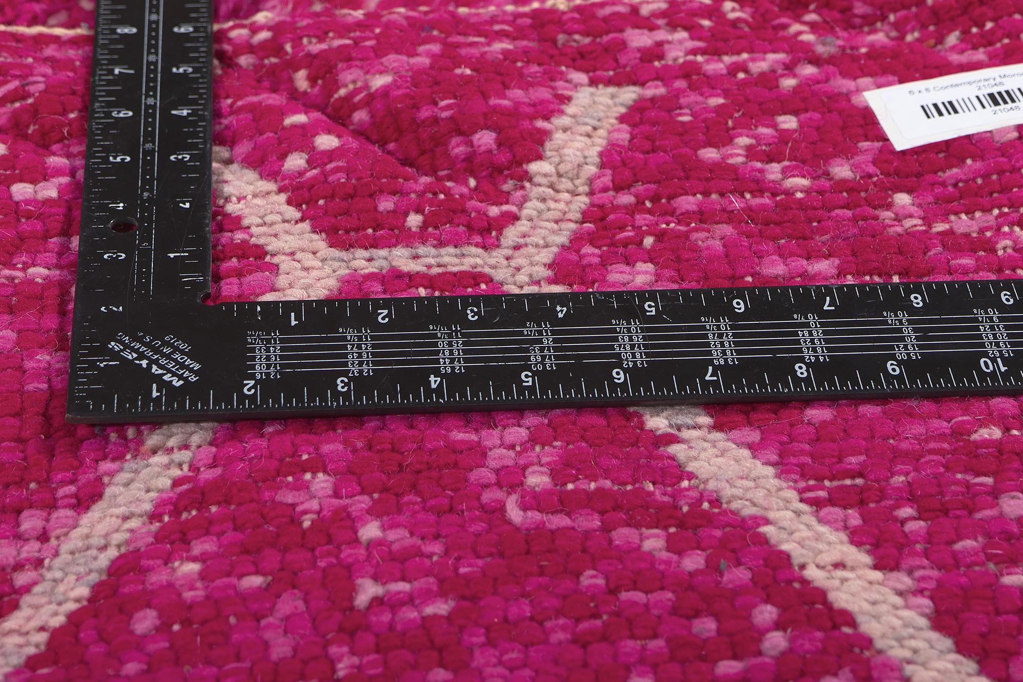 Contemporary Pink Magenta Beni Mrirt Moroccan Rug, Maximalist Style Meets Tribal Enchantment For Sale
