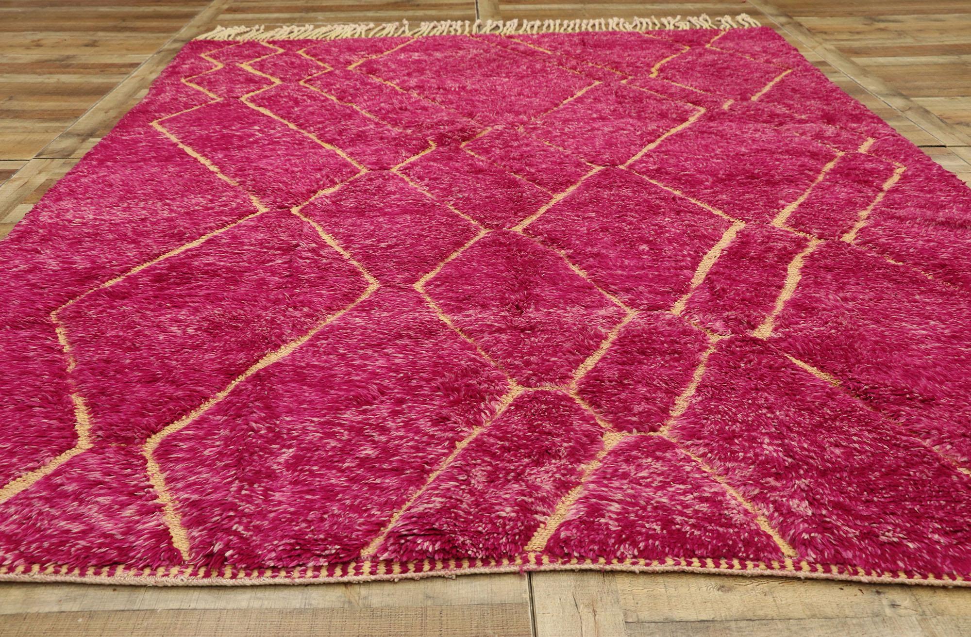 New Contemporary Berber Magenta Moroccan Rug with Abstract Expressionist Style For Sale 1