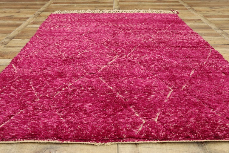 New Contemporary Berber Magenta Moroccan Rug with Abstract ...