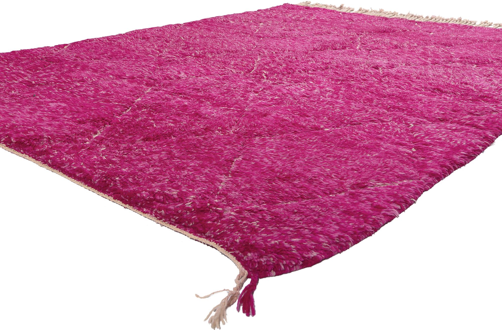 21048 Modern Beni Mrirt Pink Magenta Moroccan Rug, 06'02 x 08'04.

Embark on a stunning journey through the enchanting realm of Maximalist aesthetics with this hand-knotted wool Beni Mrirt Moroccan rug—an exquisite masterpiece originating from the