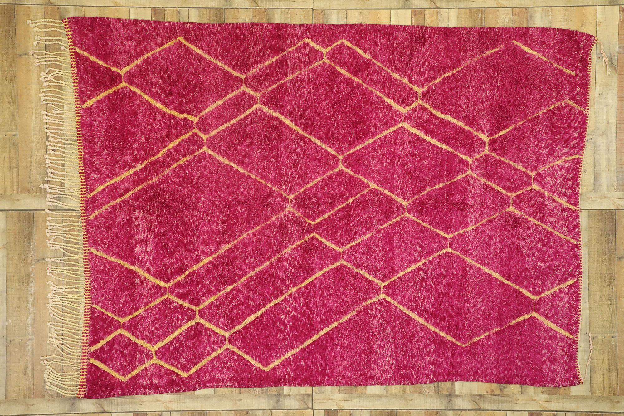 New Contemporary Berber Magenta Moroccan Rug with Abstract Expressionist Style For Sale 2