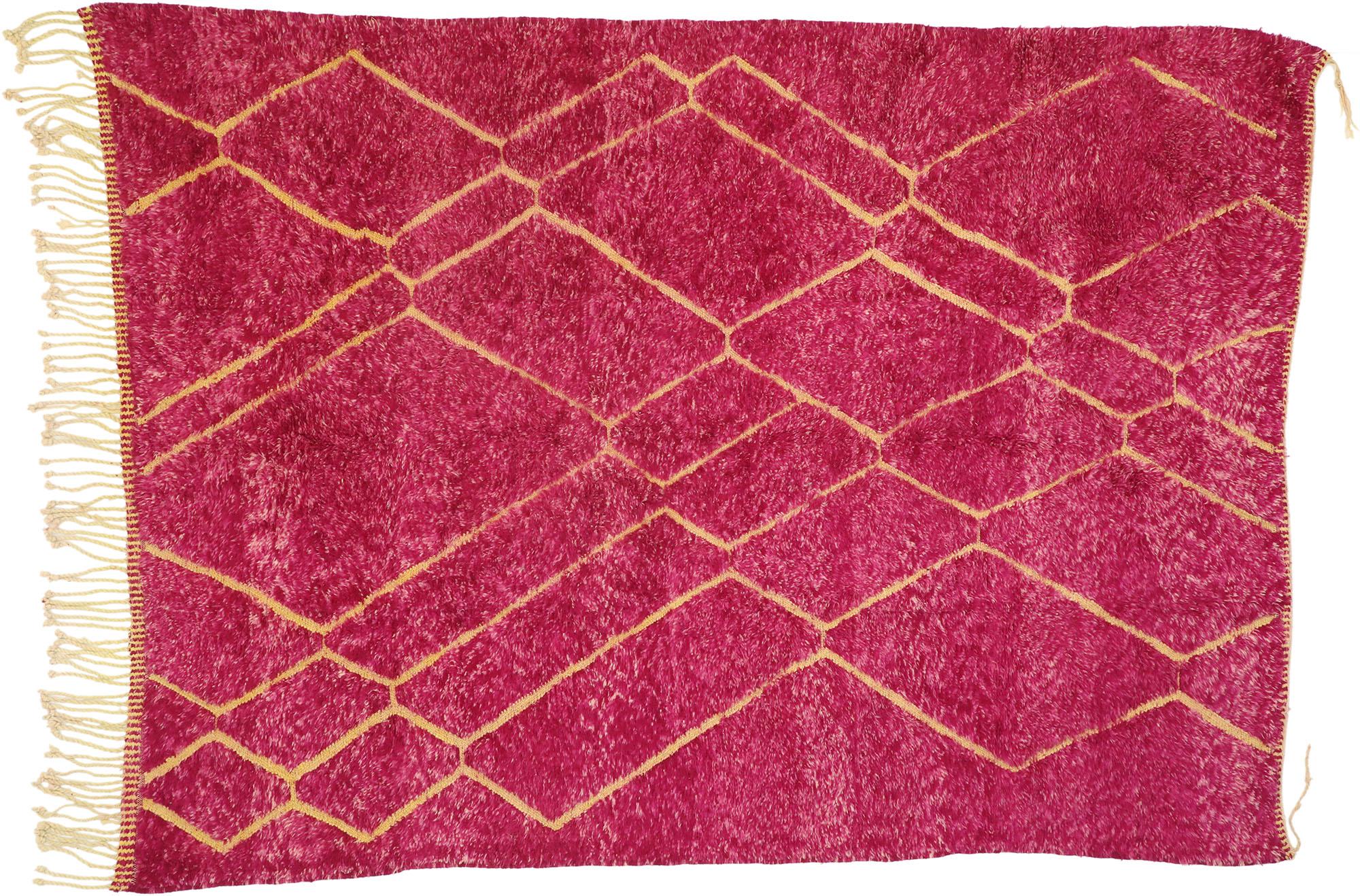 New Contemporary Berber Magenta Moroccan Rug with Abstract Expressionist Style For Sale 3