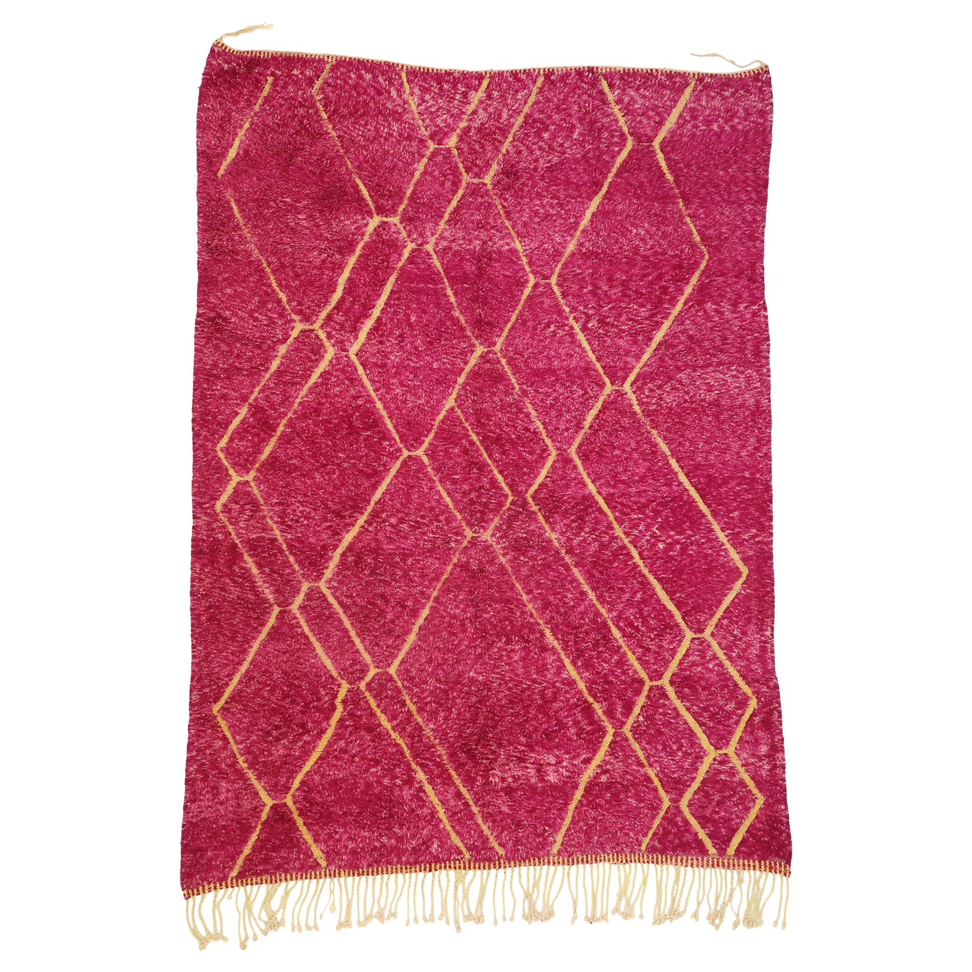 New Contemporary Berber Magenta Moroccan Rug with Abstract Expressionist Style For Sale